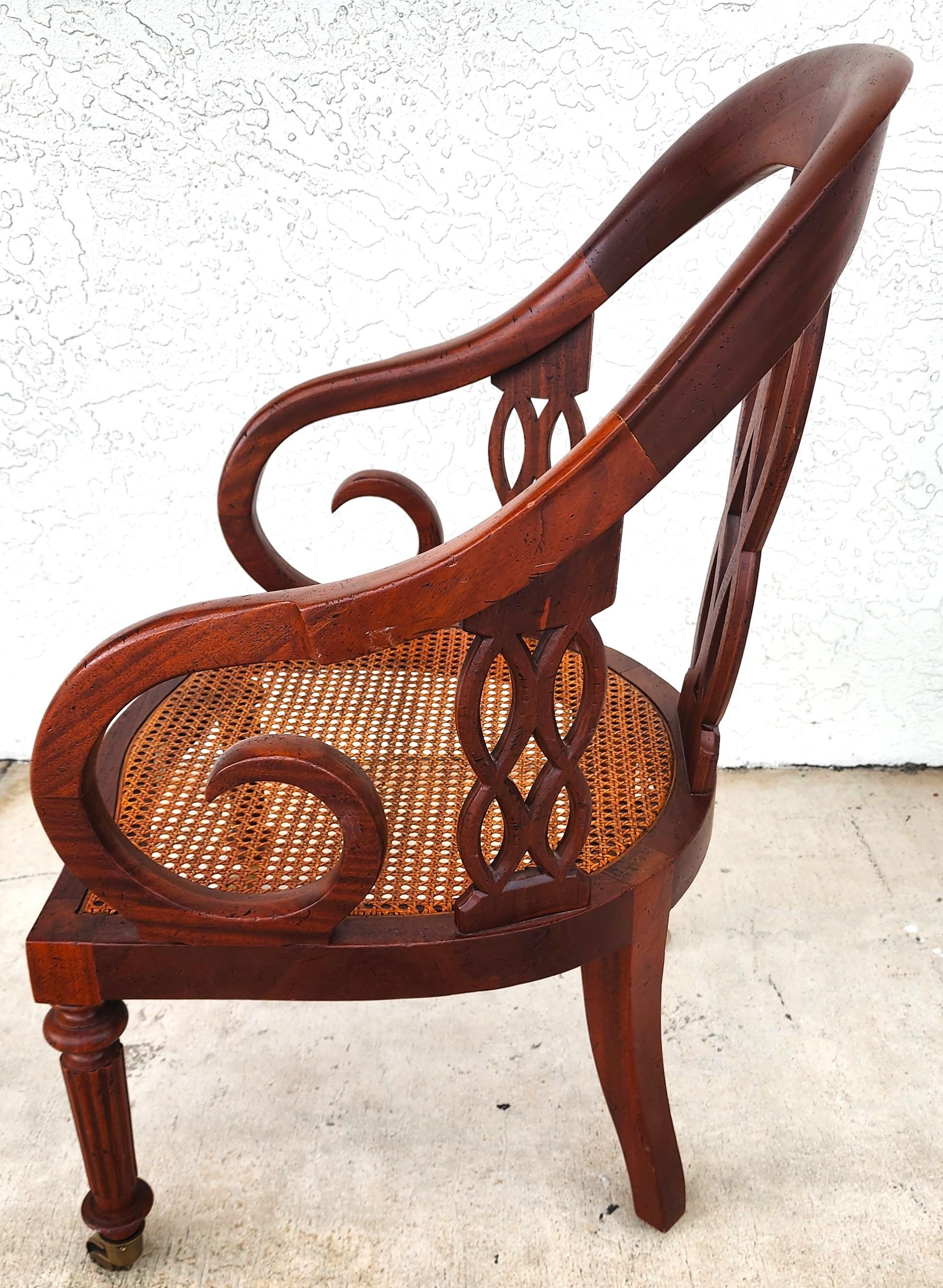 Baker Regency Armchair Desk Dining Rolling en vente 3
