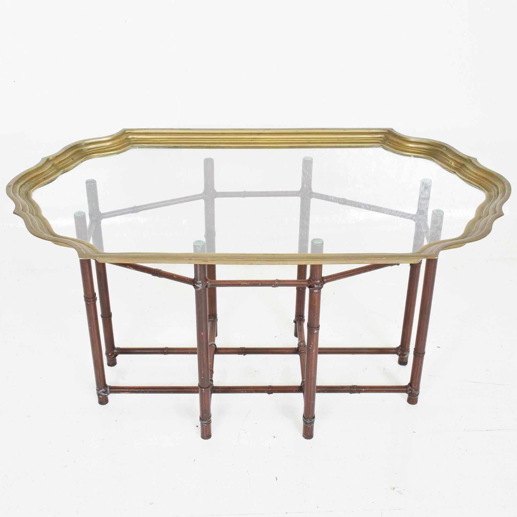 American 1970s Regency Faux Bamboo & Glass Cocktail Table by Baker Furniture Co