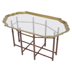 1970s Regency Faux Bamboo & Glass Cocktail Table by Baker Furniture Co