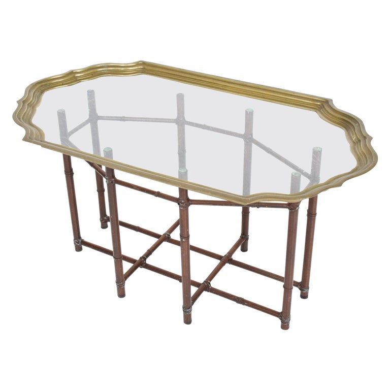 1970s Regency Faux Bamboo & Glass Cocktail Table by Baker Furniture Co For Sale