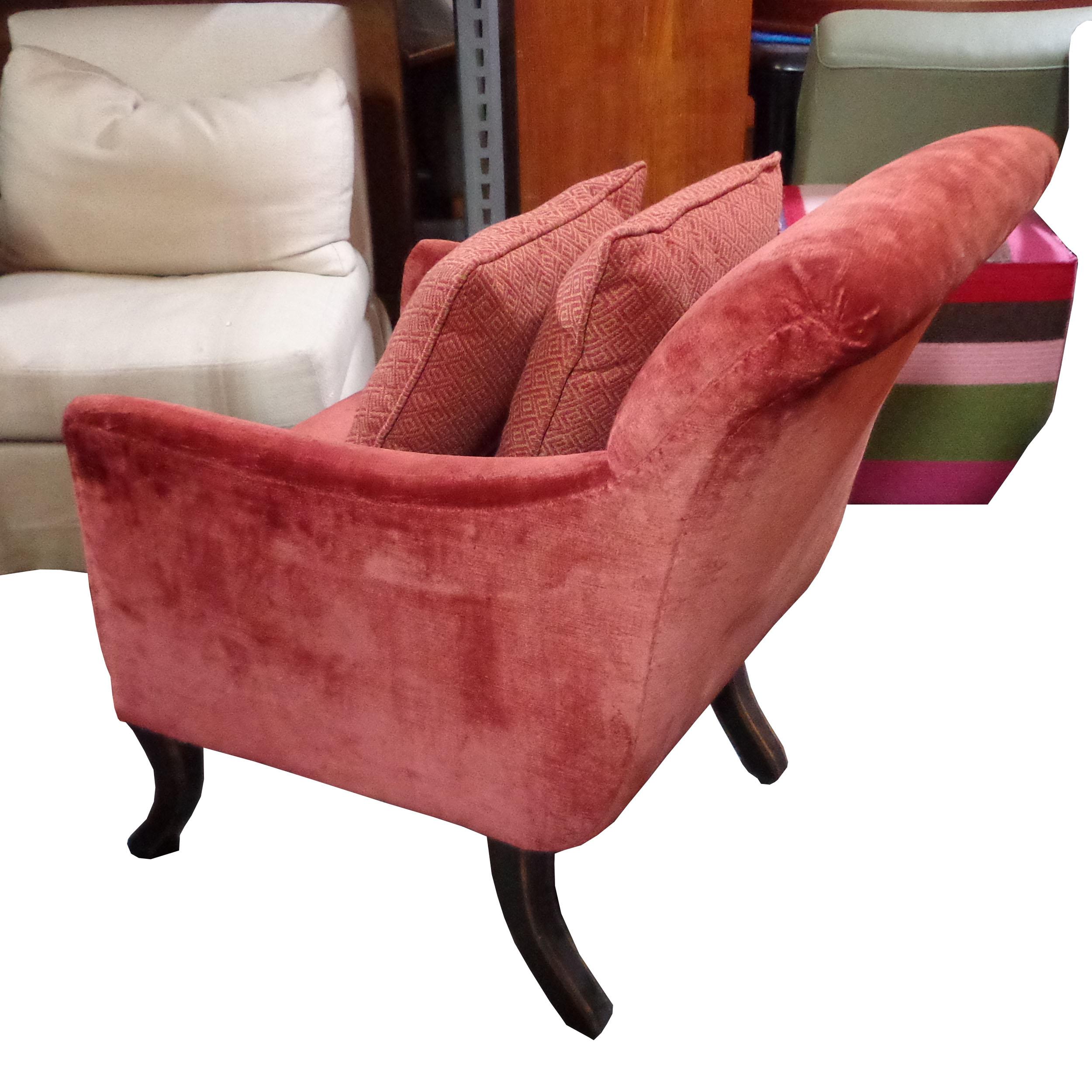 Baker Regency Stately Homes Velvet Lounge Chair For Sale 5