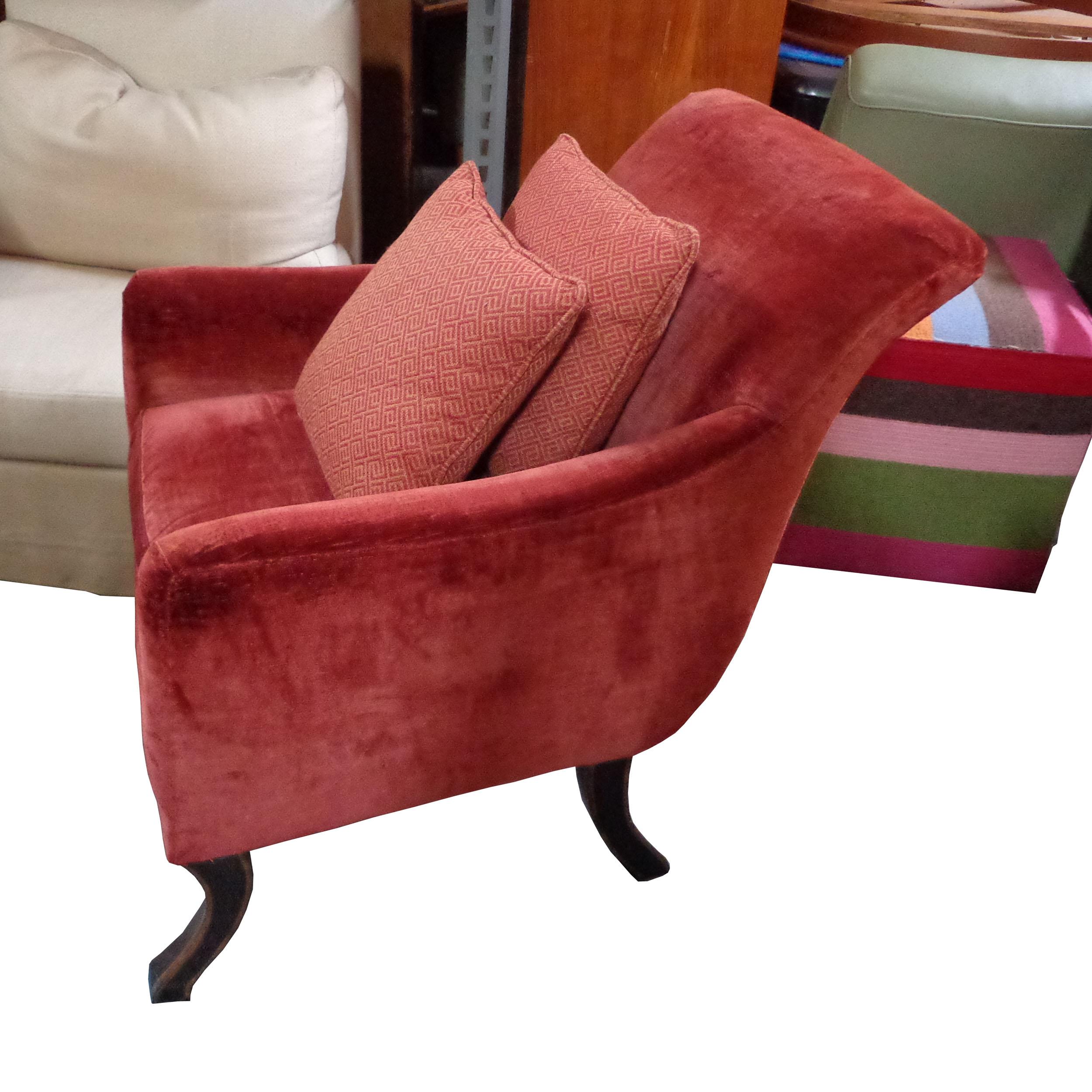 Baker Regency Stately Homes Velvet Lounge Chair For Sale 4