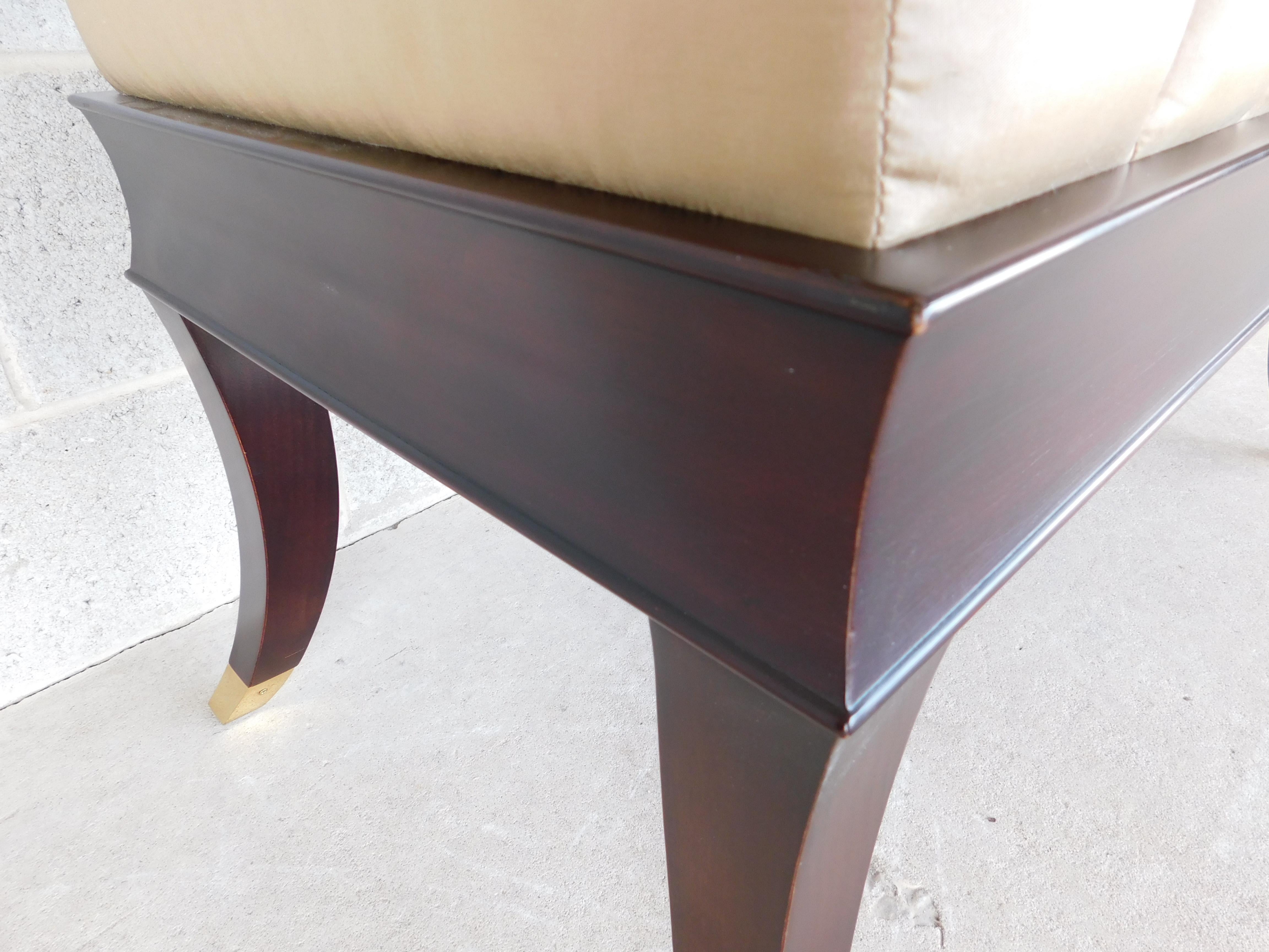 Baker Regency Style Mahogany Frame Settee Bench 10