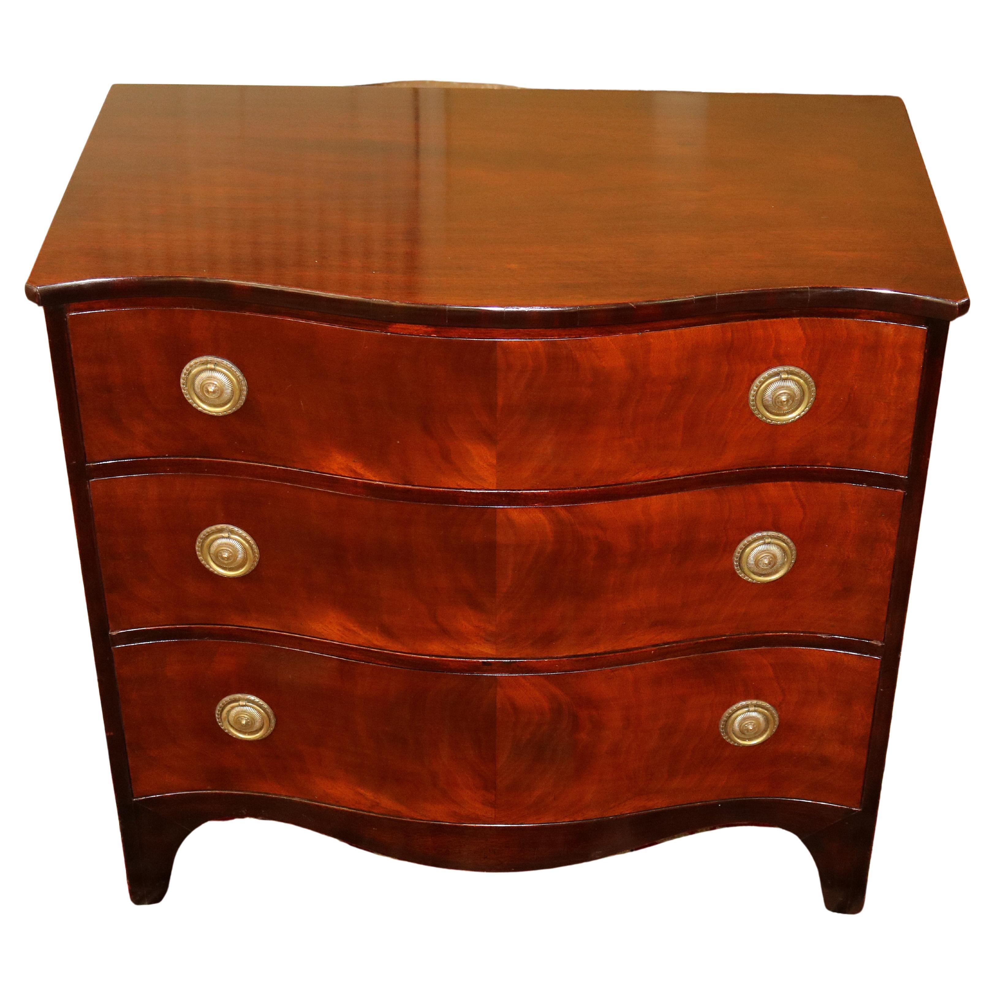 Baker Regency Style Mahogany Serpentine Chest Of Drawers For Sale