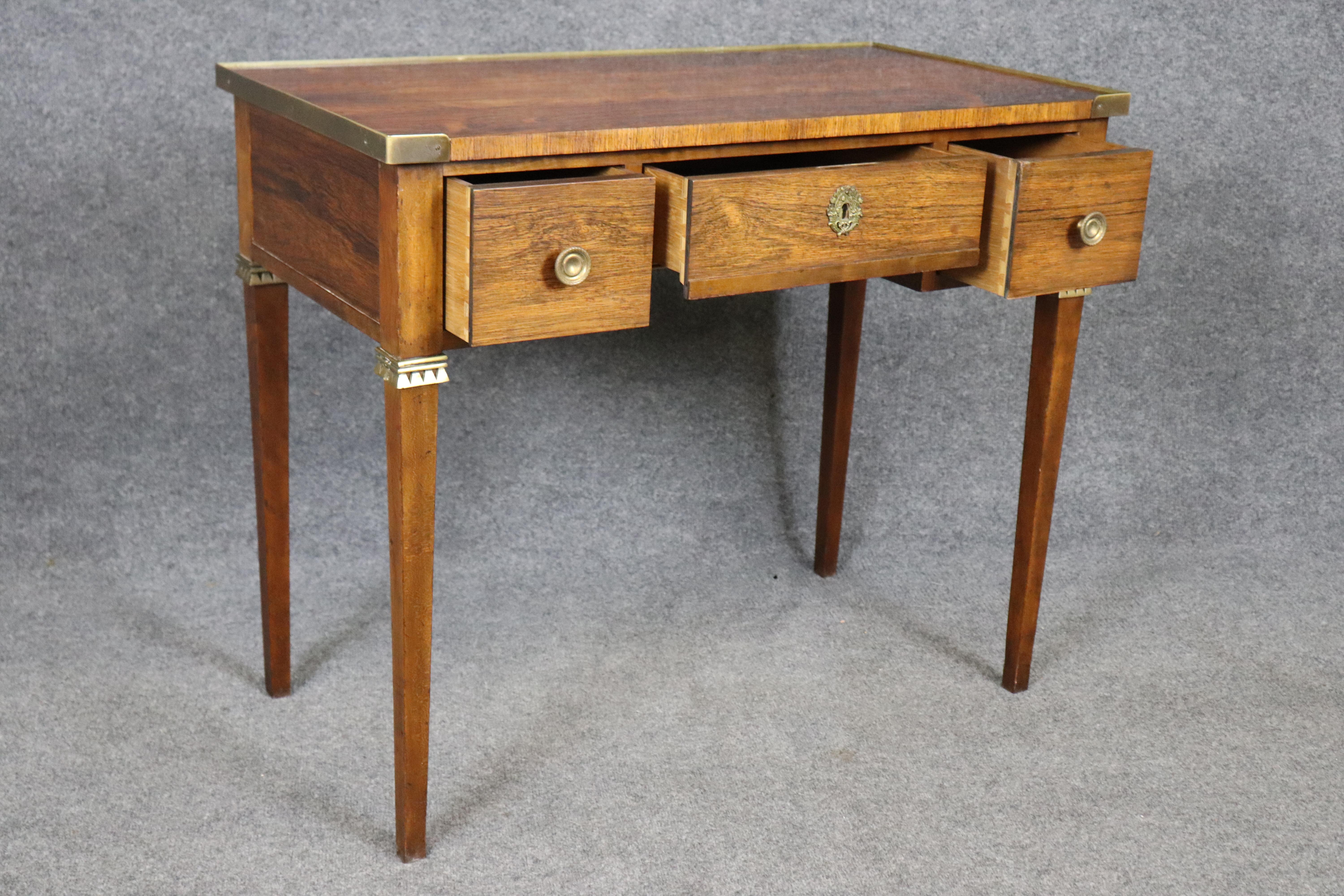 Baker Rosewood Directoire Style Brass Mounted Vanity Writing Desk For Sale 1