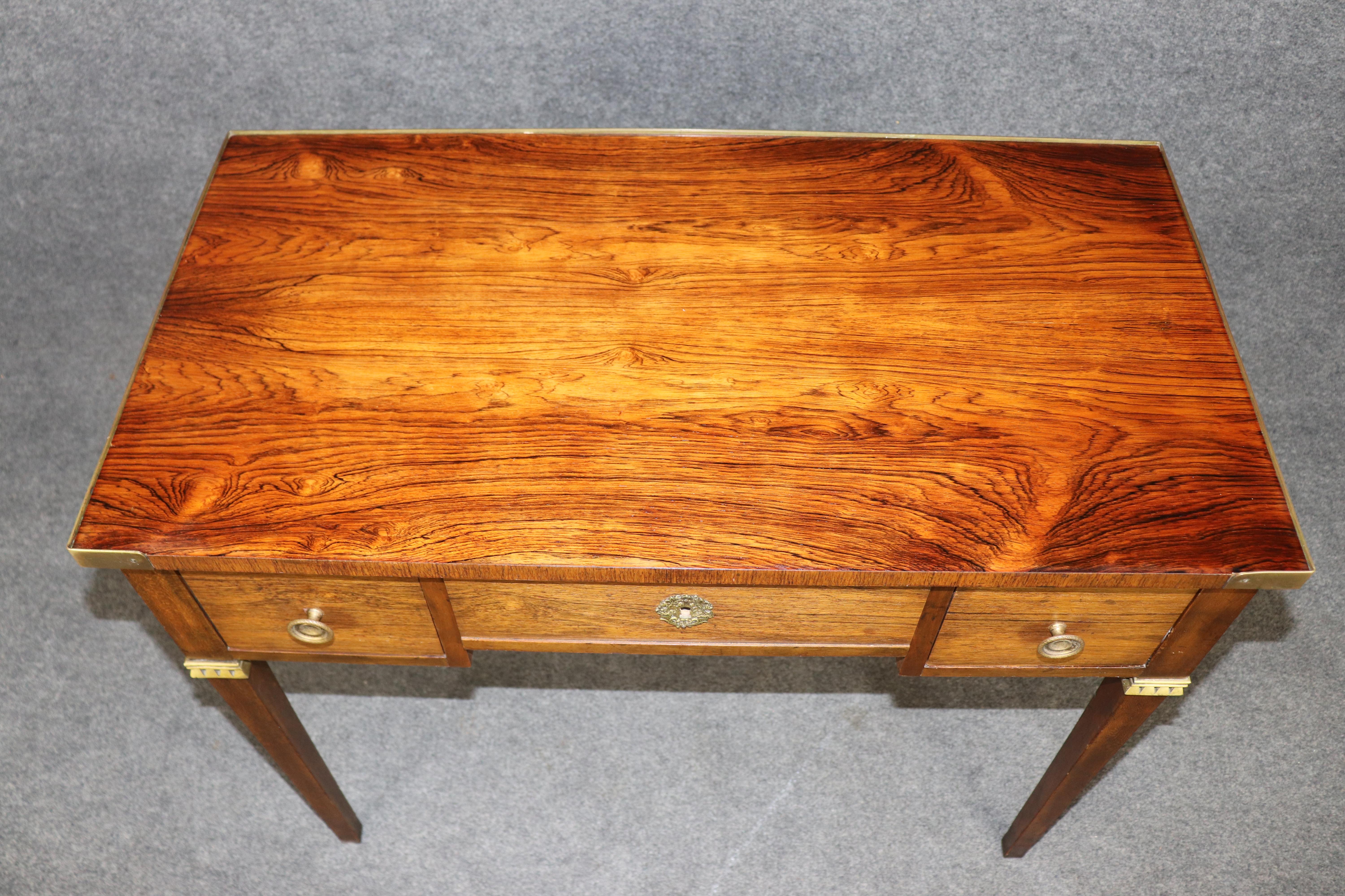 Baker Rosewood Directoire Style Brass Mounted Vanity Writing Desk For Sale 2