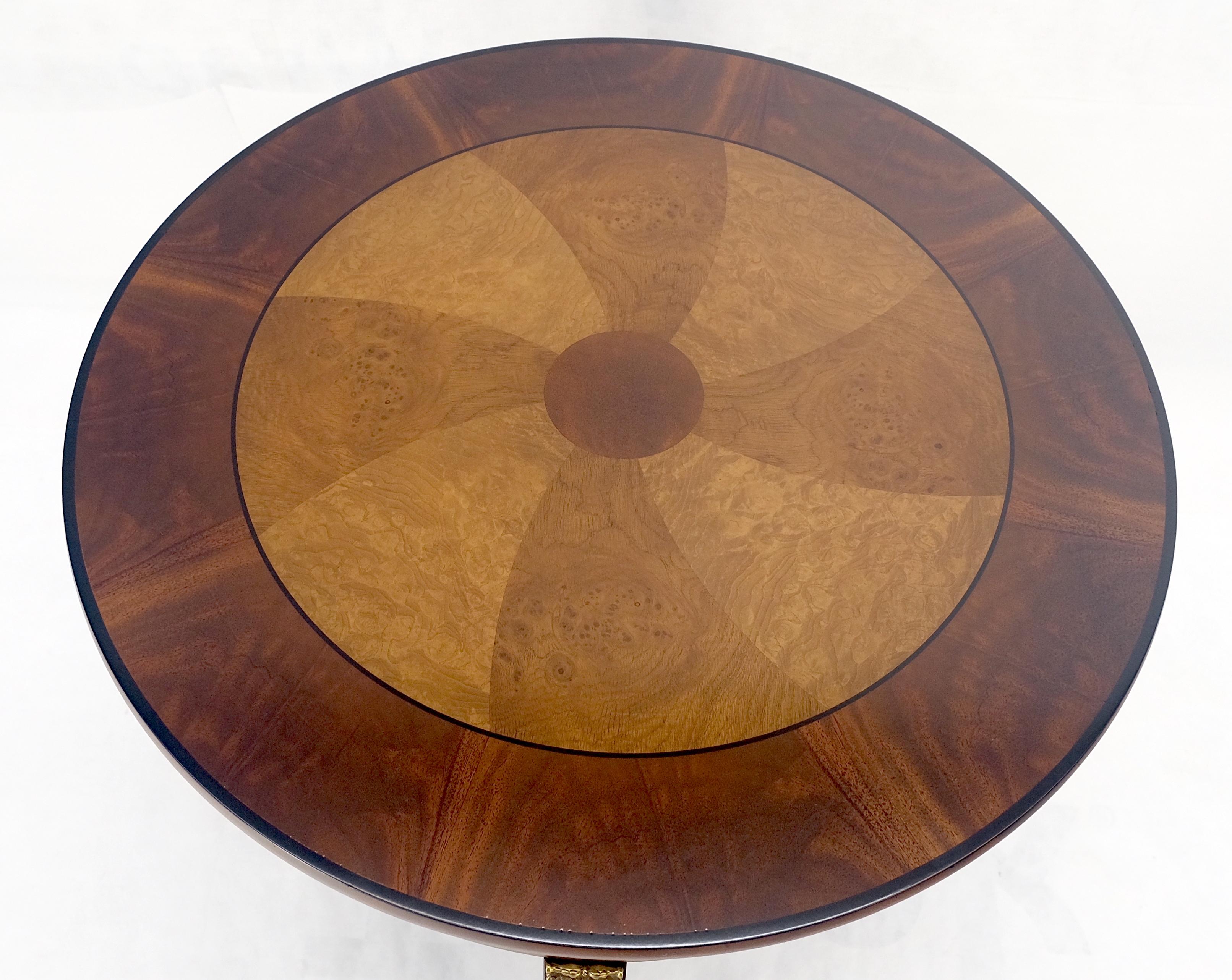 Baker Round Banded Walnut Bronze Mounts Claw Feet Gueridon Center Table MINT! 6