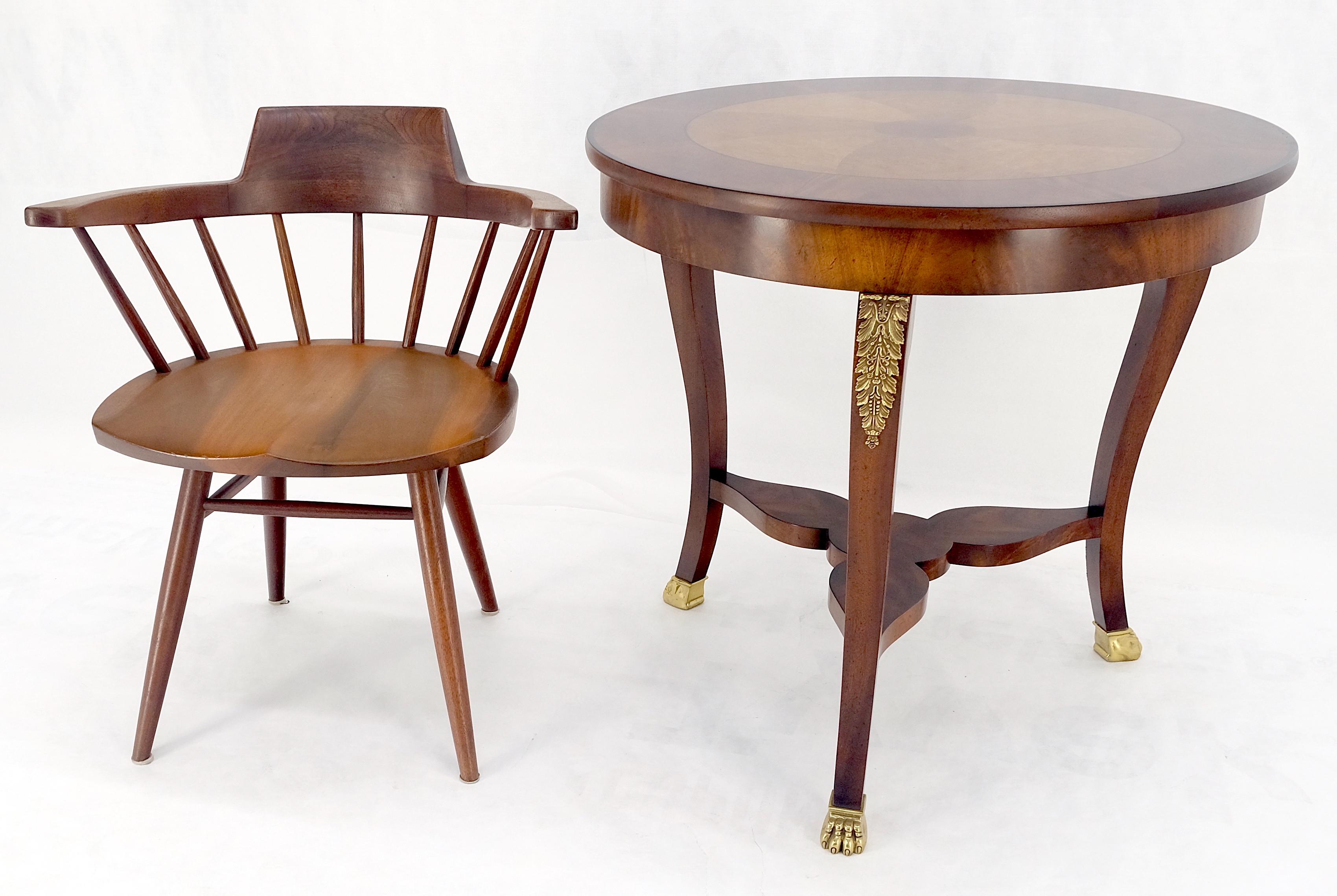 Baker Round Banded Walnut Bronze Mounts Claw Feet Gueridon Center Table MINT! 1