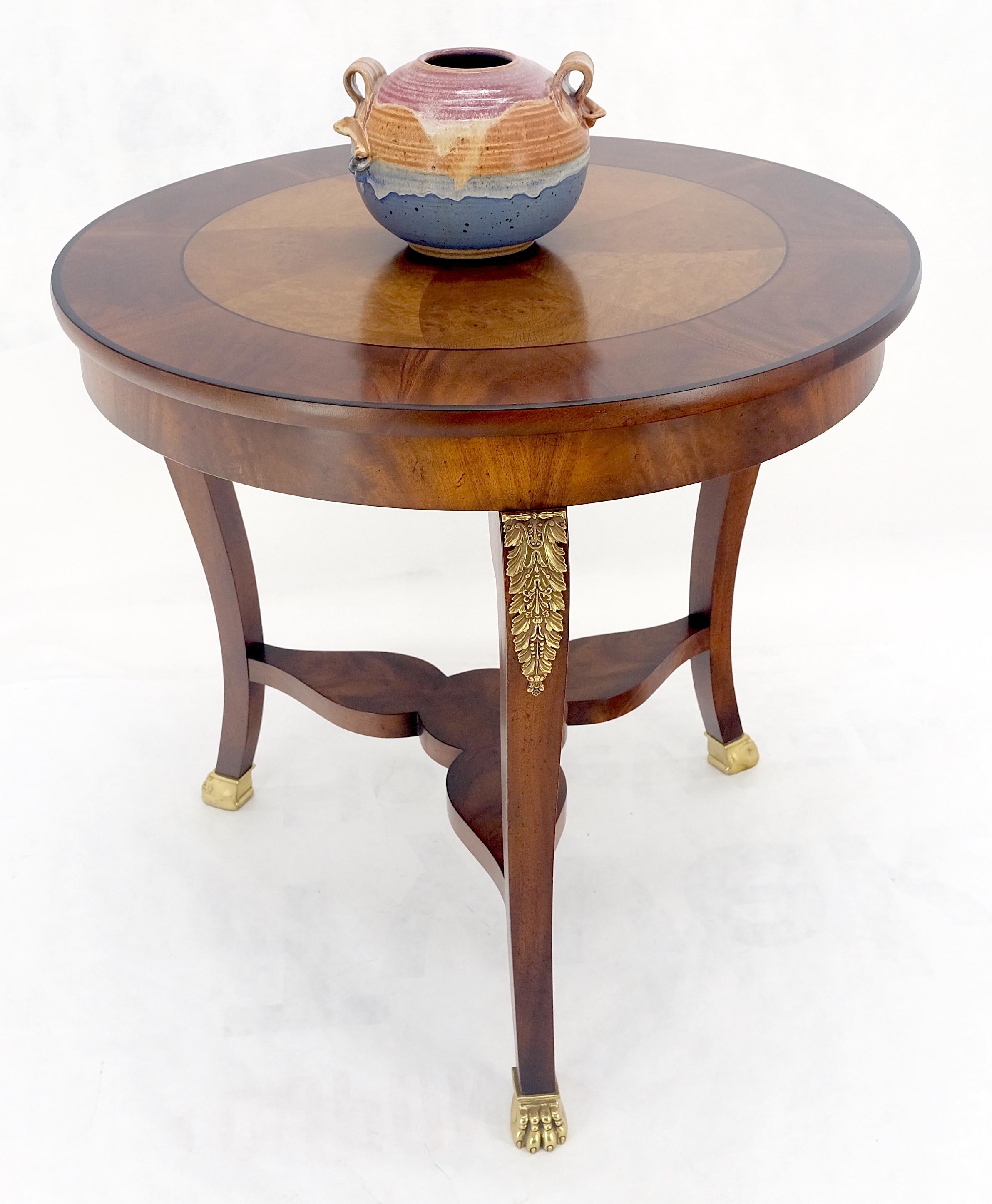 Baker Round Banded Walnut Bronze Mounts Claw Feet Gueridon Center Table MINT! 2