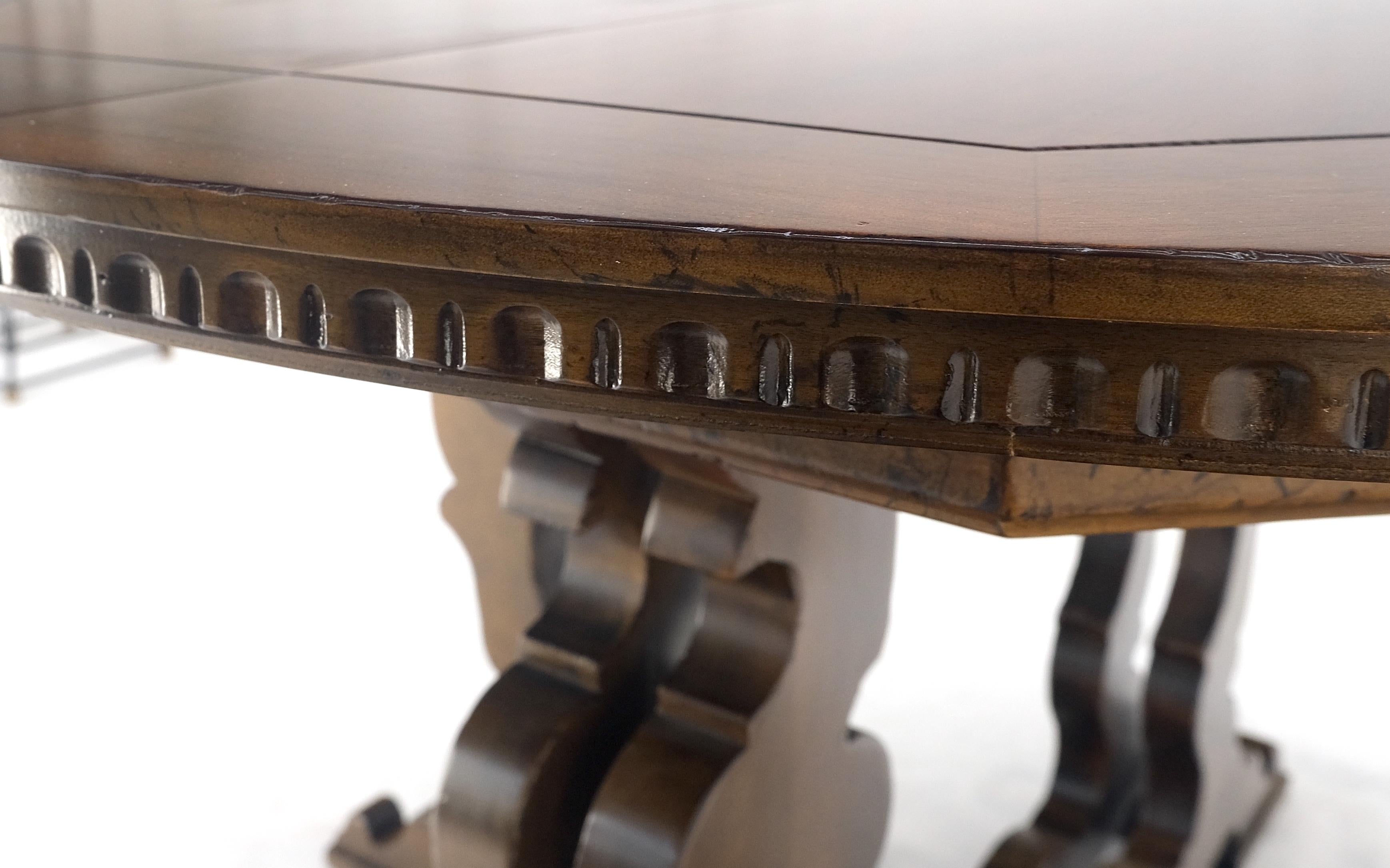 Baker Round Walnut Spanish Colonial Style Dining Table 2 Extension Boards MINT! For Sale 4