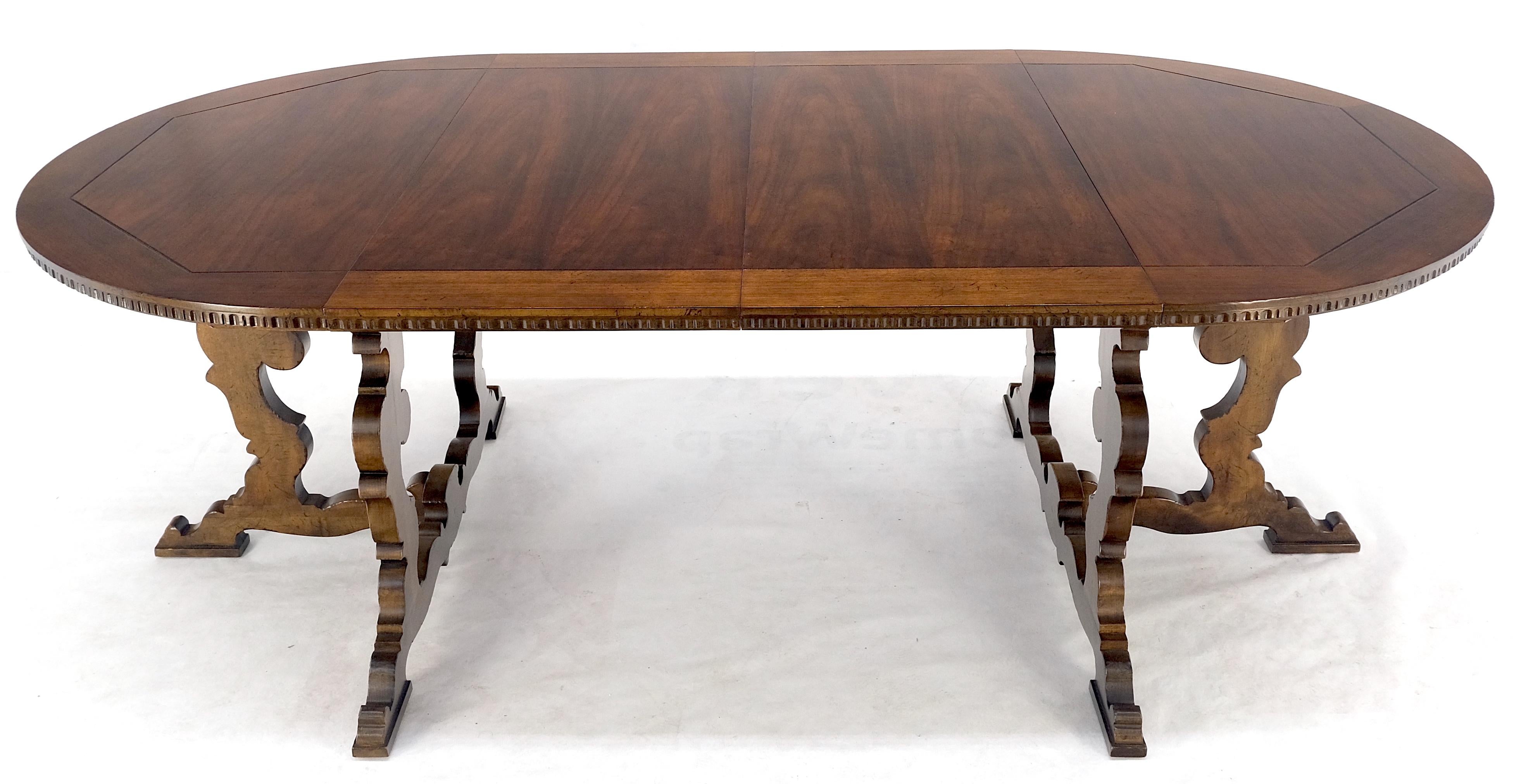 Baker Round Walnut Spanish Colonial Style Dining Table 2 Extension Boards MINT! For Sale 5