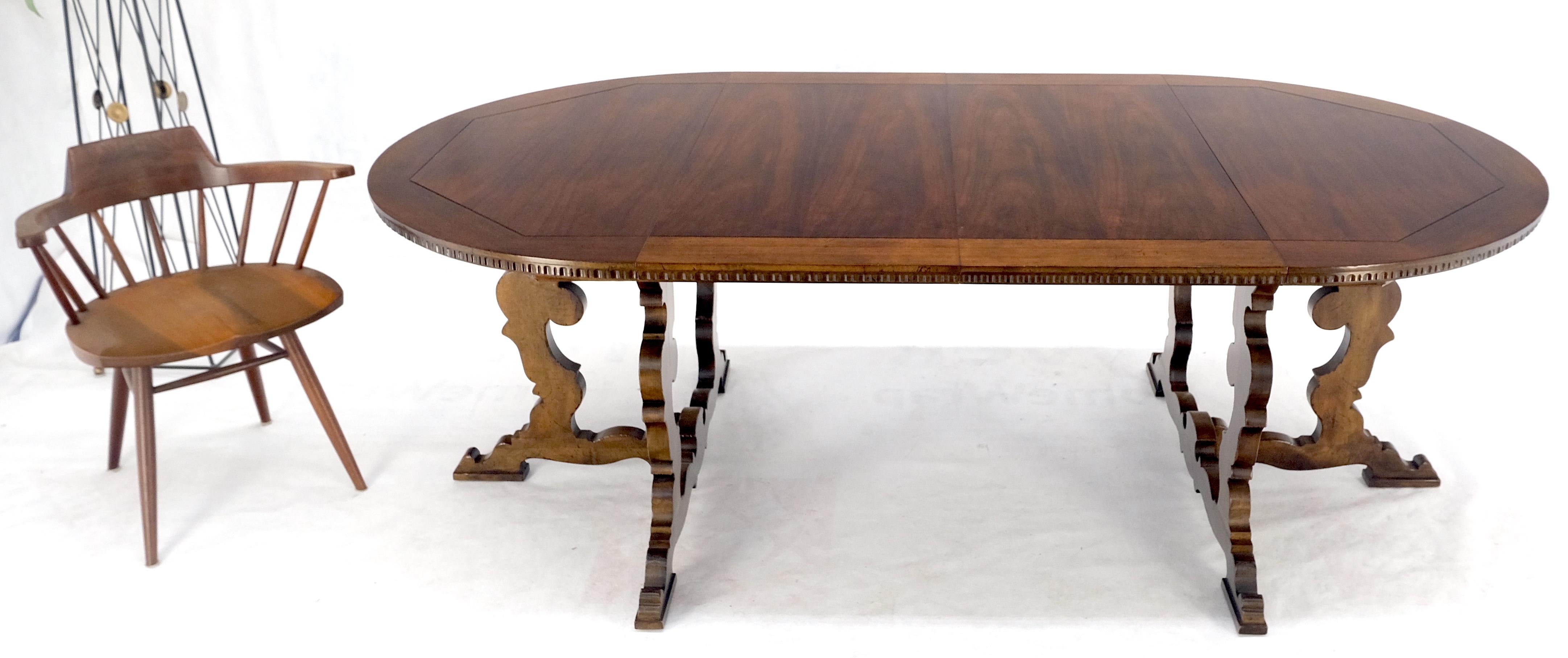 Baker Round Walnut Spanish Colonial Style Dining Table 2 Extension Boards MINT! For Sale 7