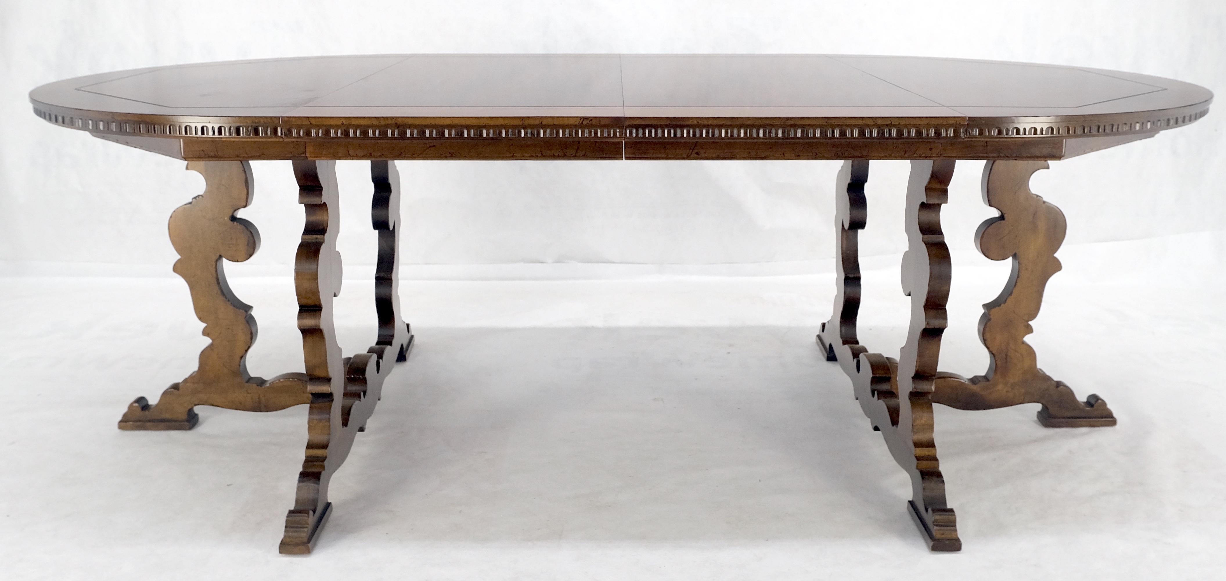 Baker Round Walnut Spanish Colonial Style Dining Table 2 Extension Boards MINT! For Sale 8
