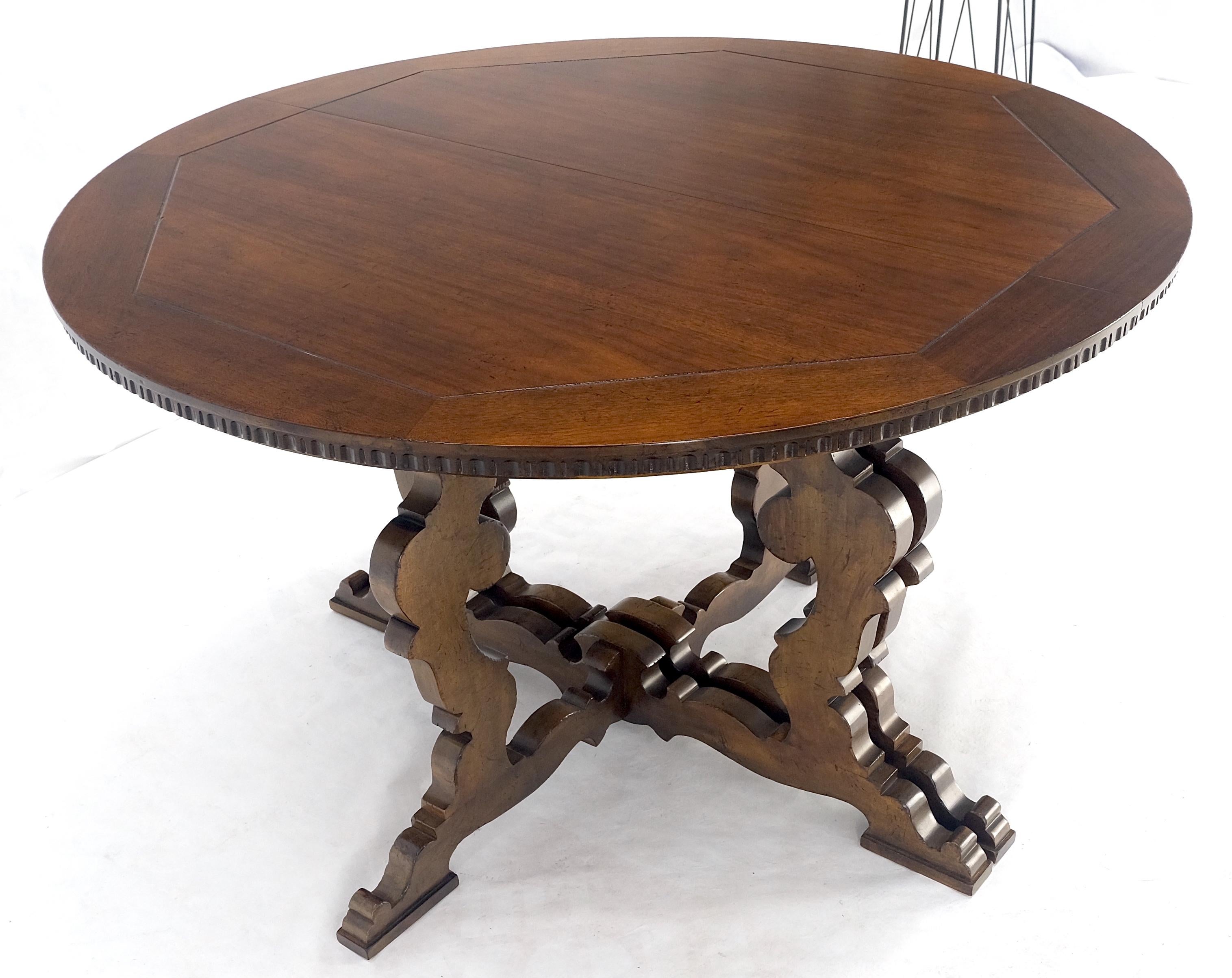 Baker Round Walnut Spanish Colonial Style Dining Table 2 Extension Boards MINT! For Sale 1