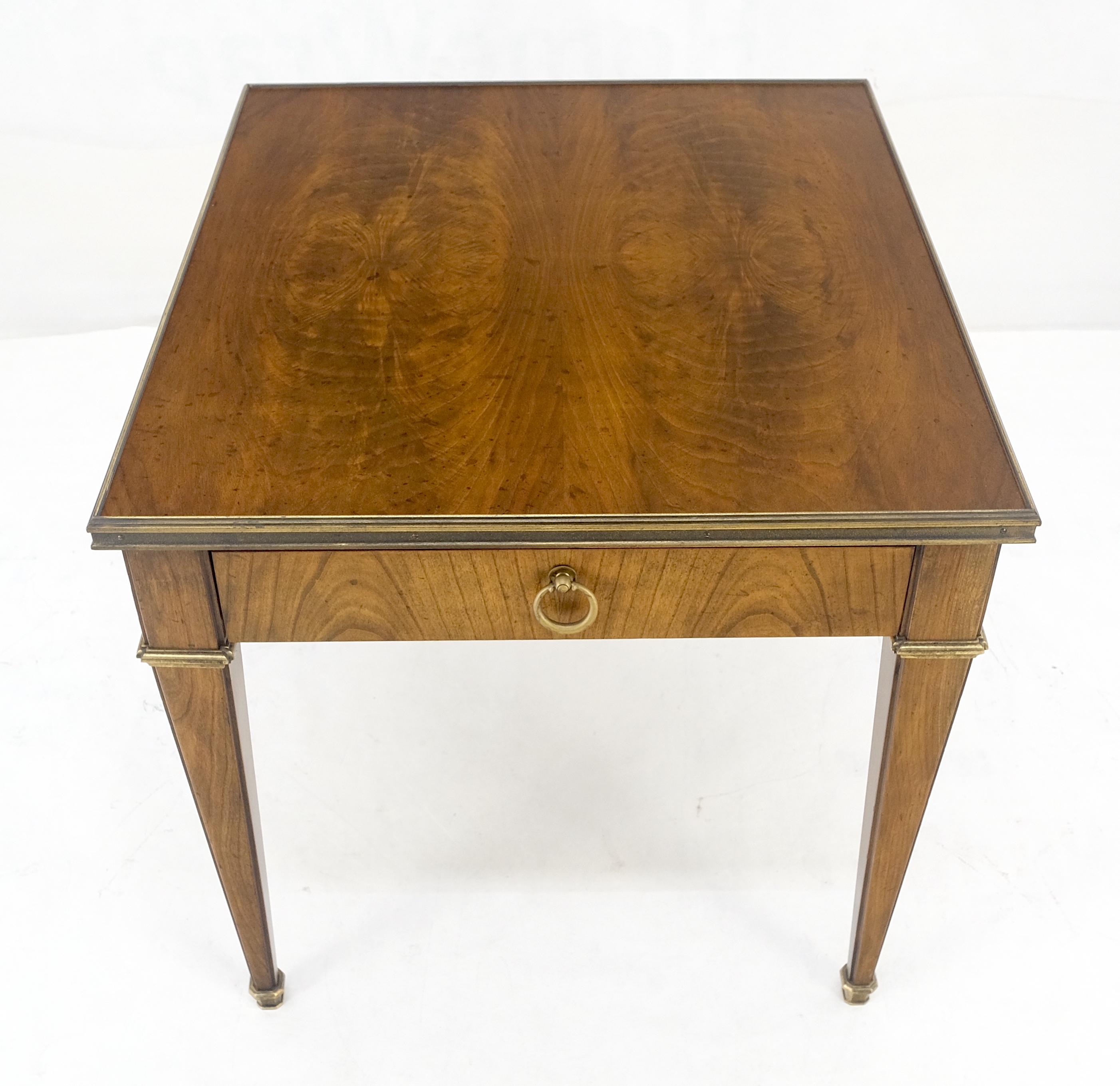Mid-Century Modern Baker Satinwood One Drawer Brass Trim 27x24