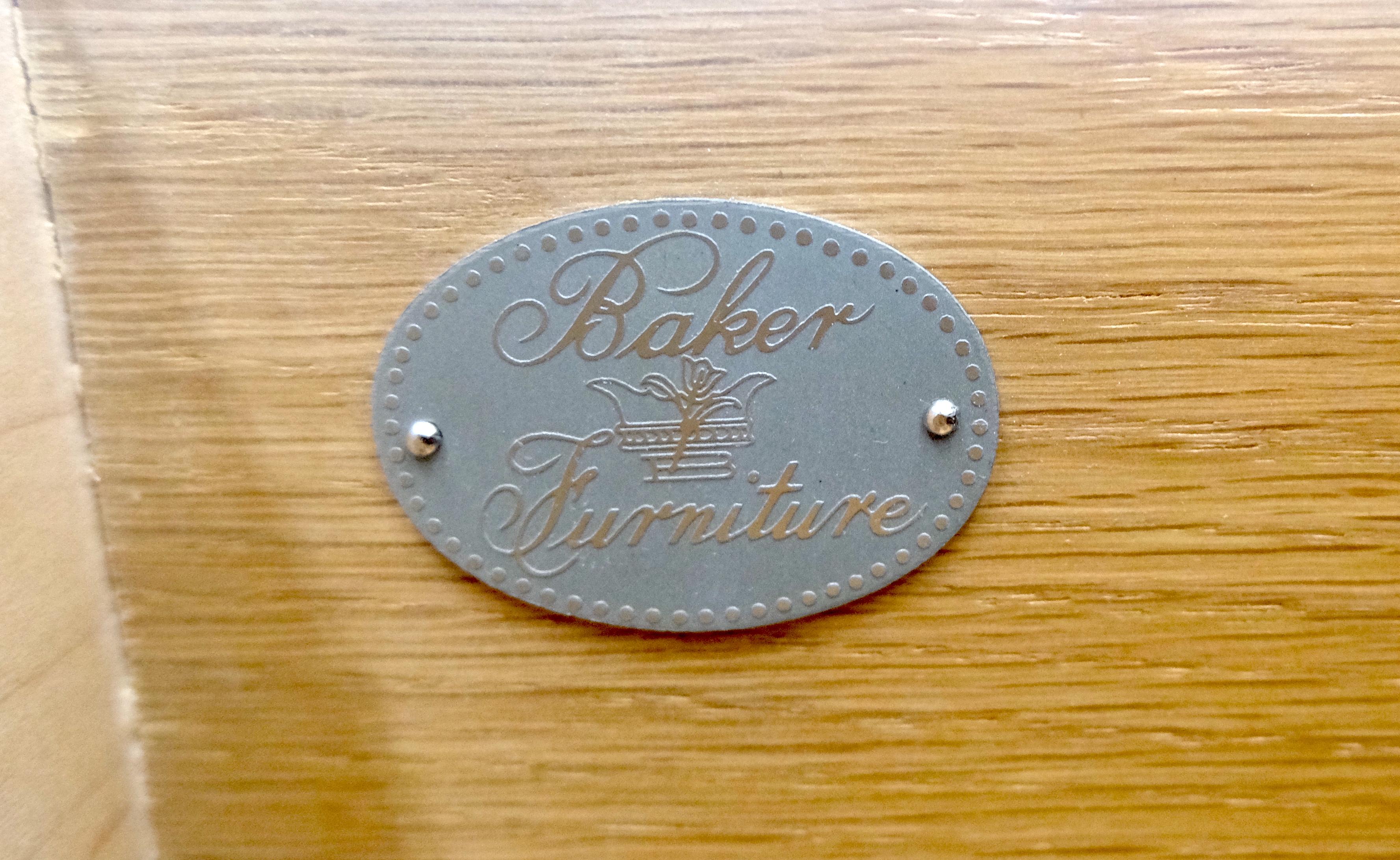 Baker Slate Top Silver Leaf Scallop Front Two Drawers Night Stand End Table MINT For Sale 9