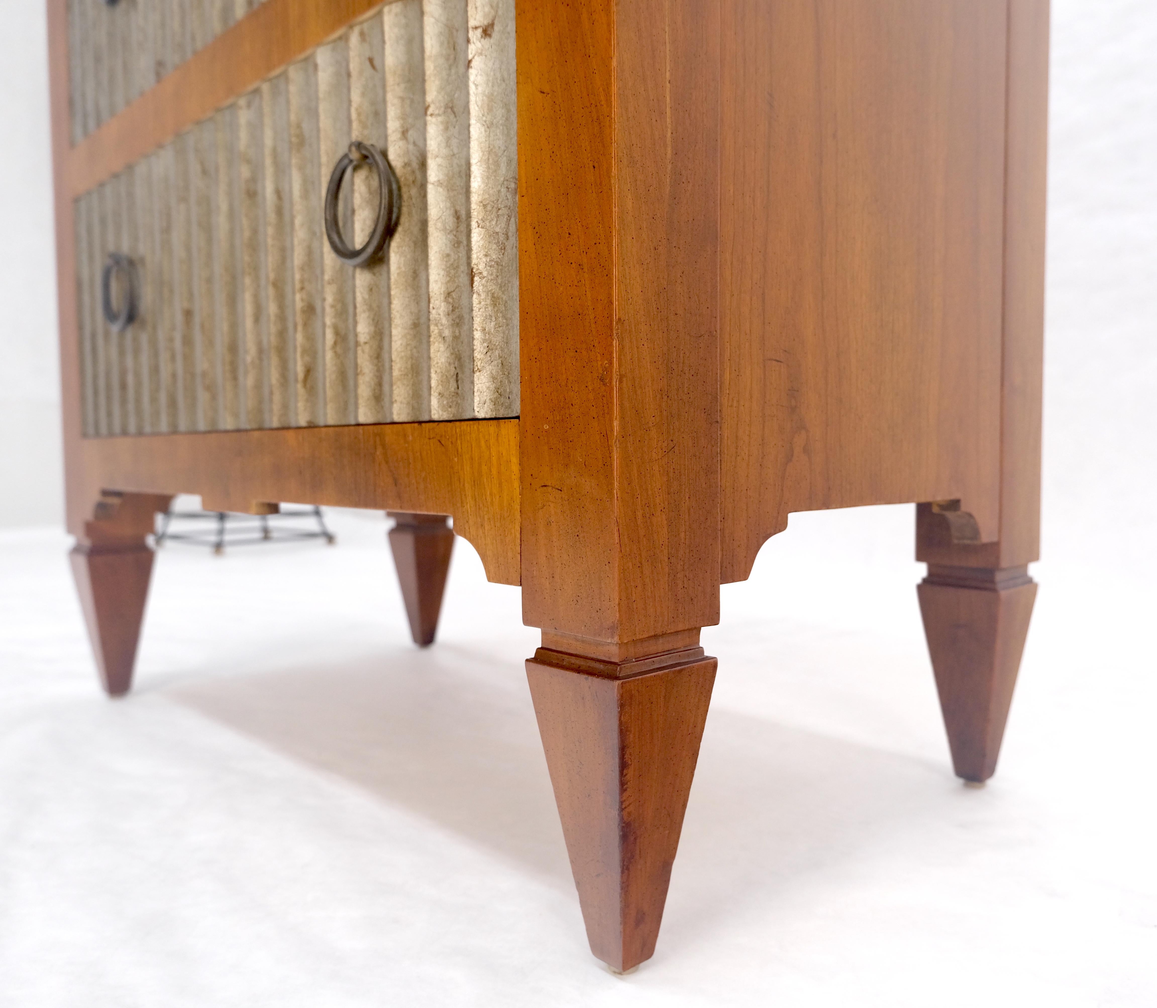 American Baker Slate Top Silver Leaf Scallop Front Two Drawers Night Stand End Table MINT For Sale