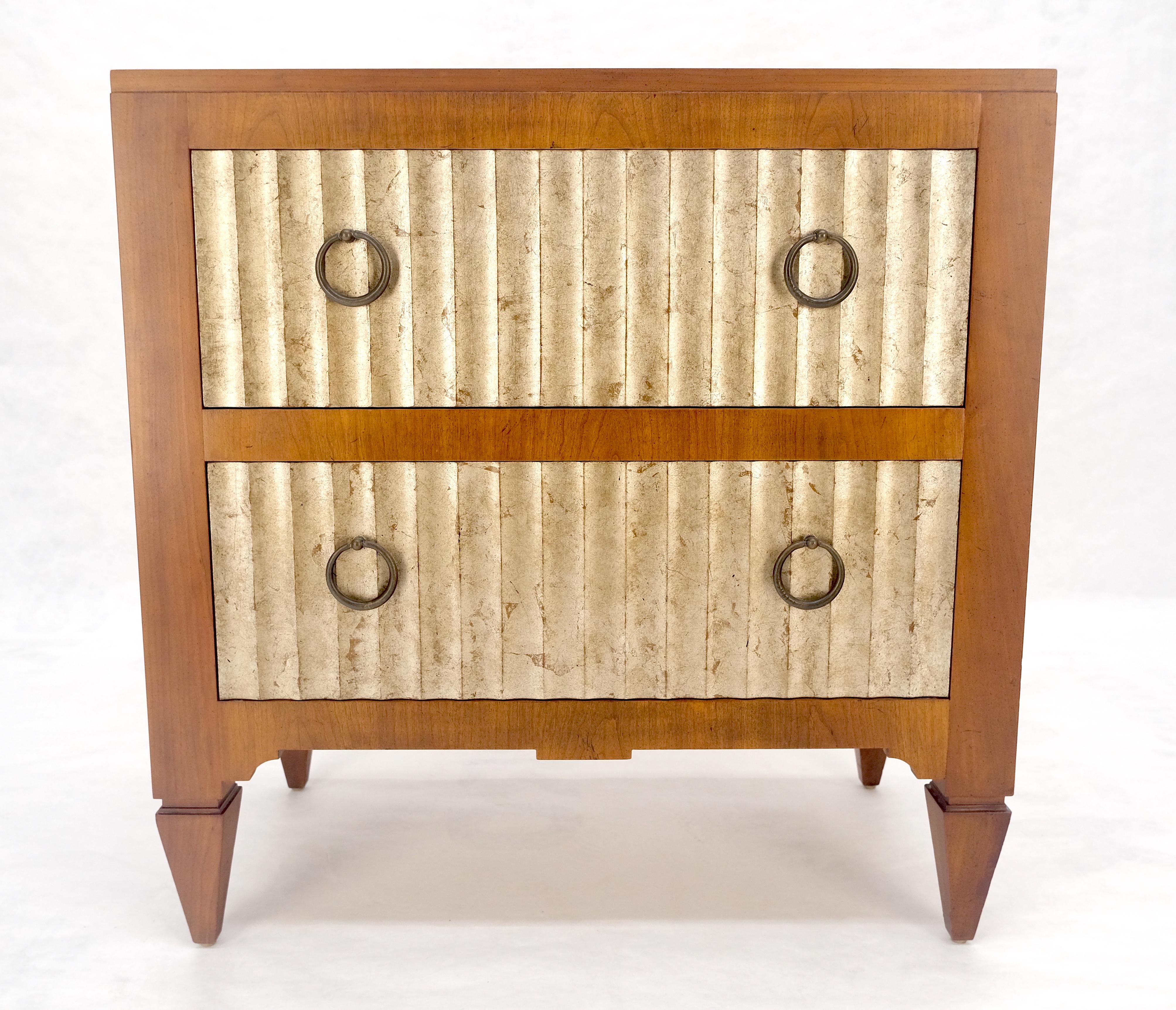 Baker Slate Top Silver Leaf Scallop Front Two Drawers Night Stand End Table MINT In Good Condition For Sale In Rockaway, NJ