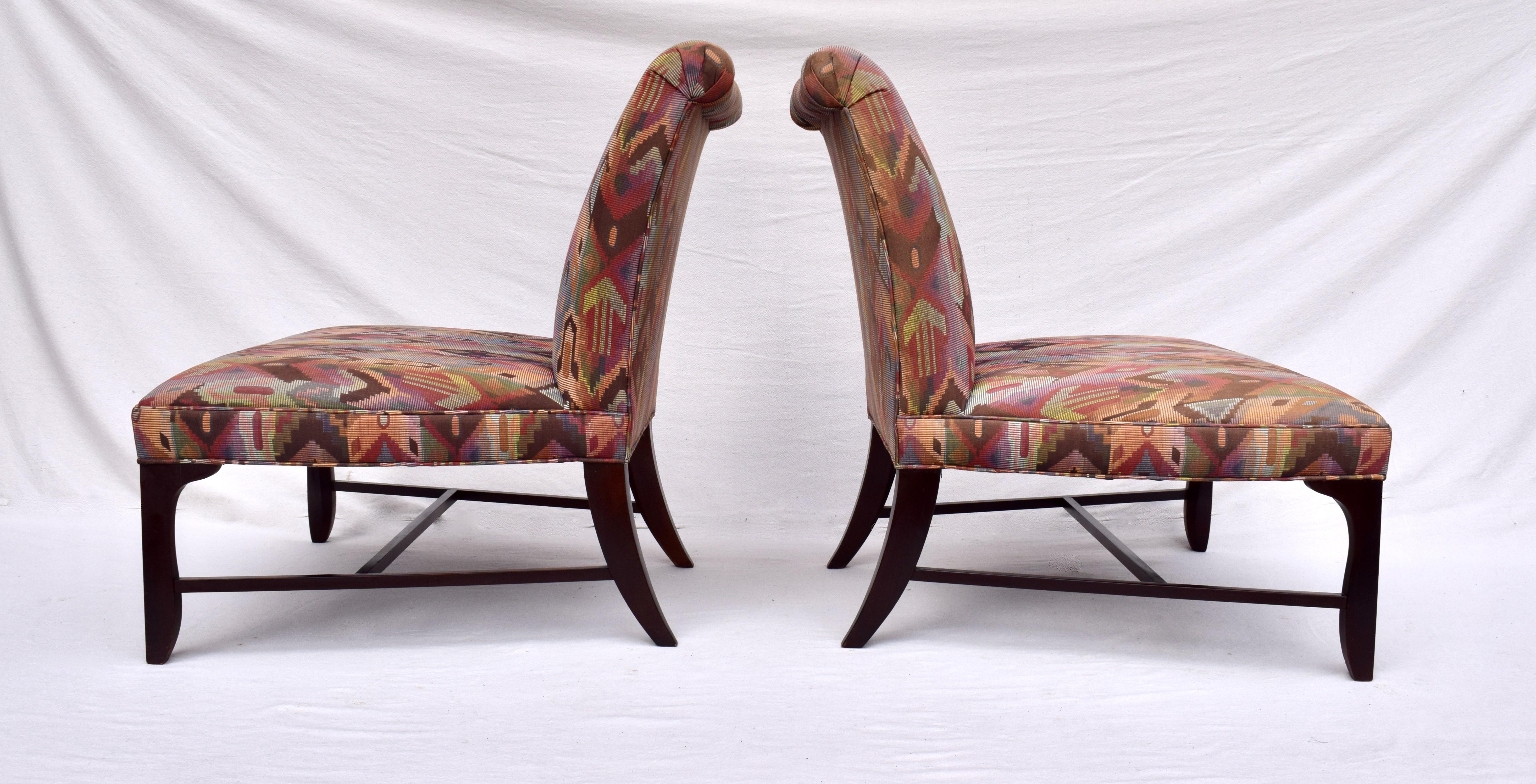 Lacquered Baker Slipper Chairs, Pair