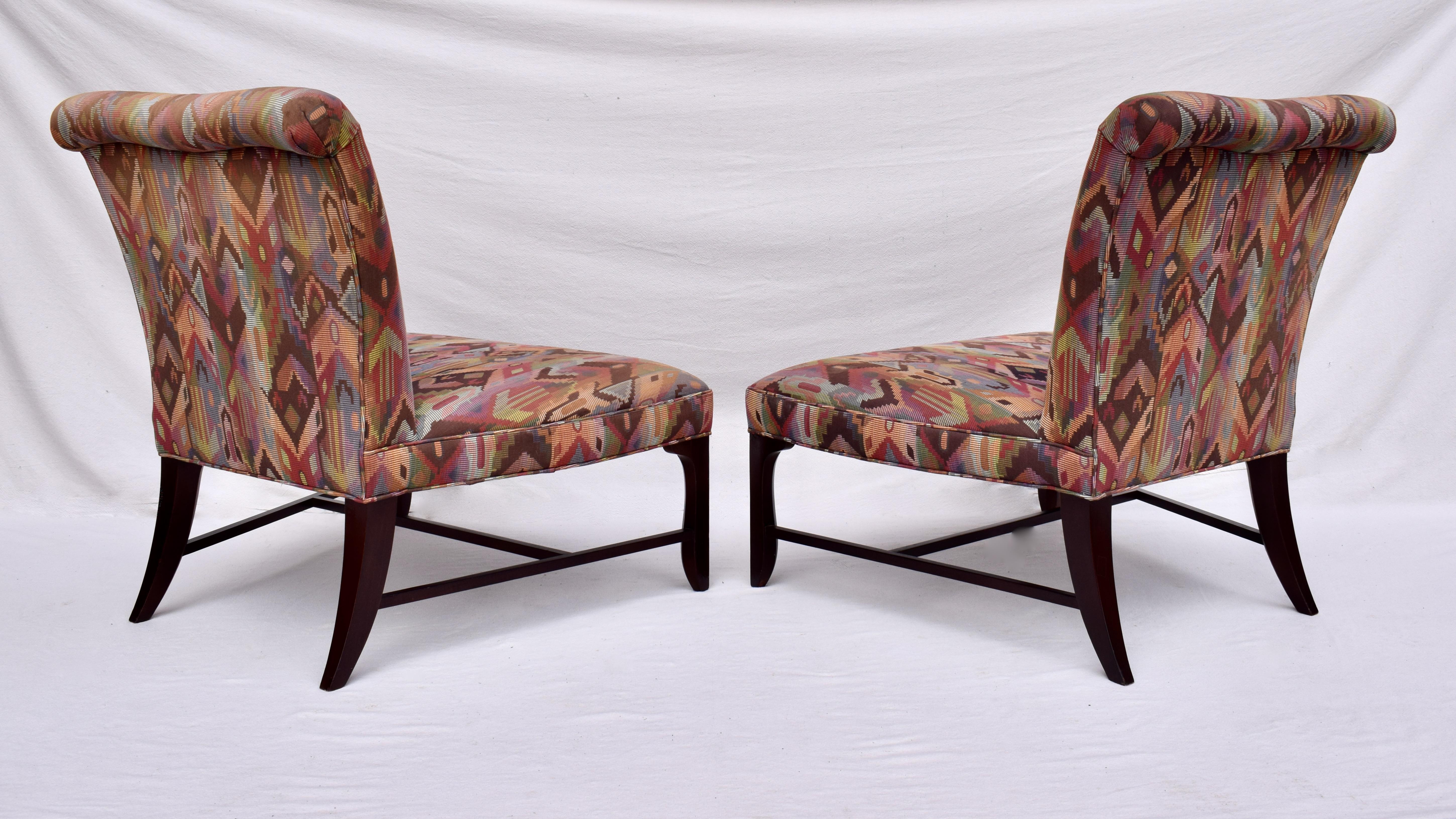 Mid-20th Century Baker Slipper Chairs, Pair