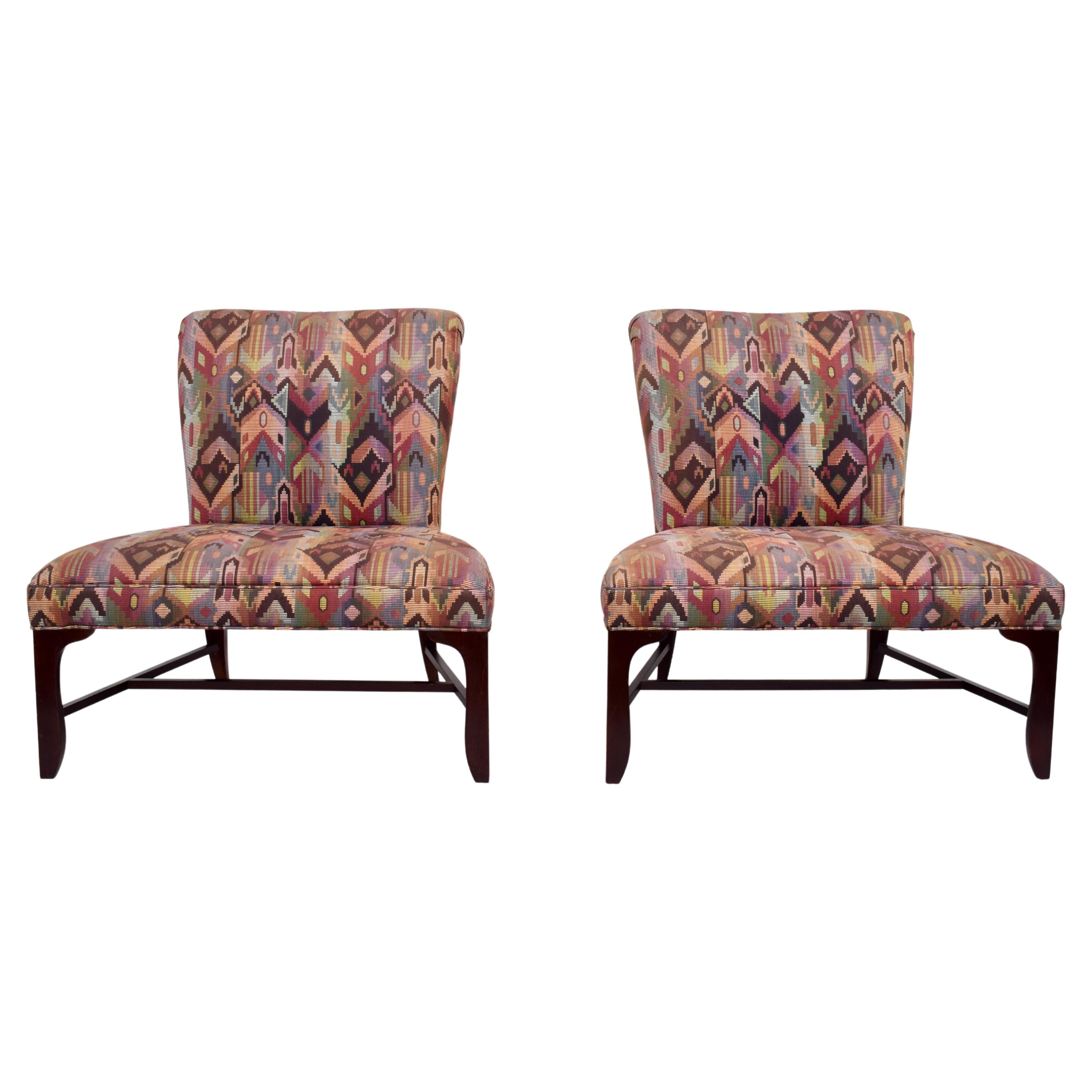 Baker Slipper Chairs, Pair