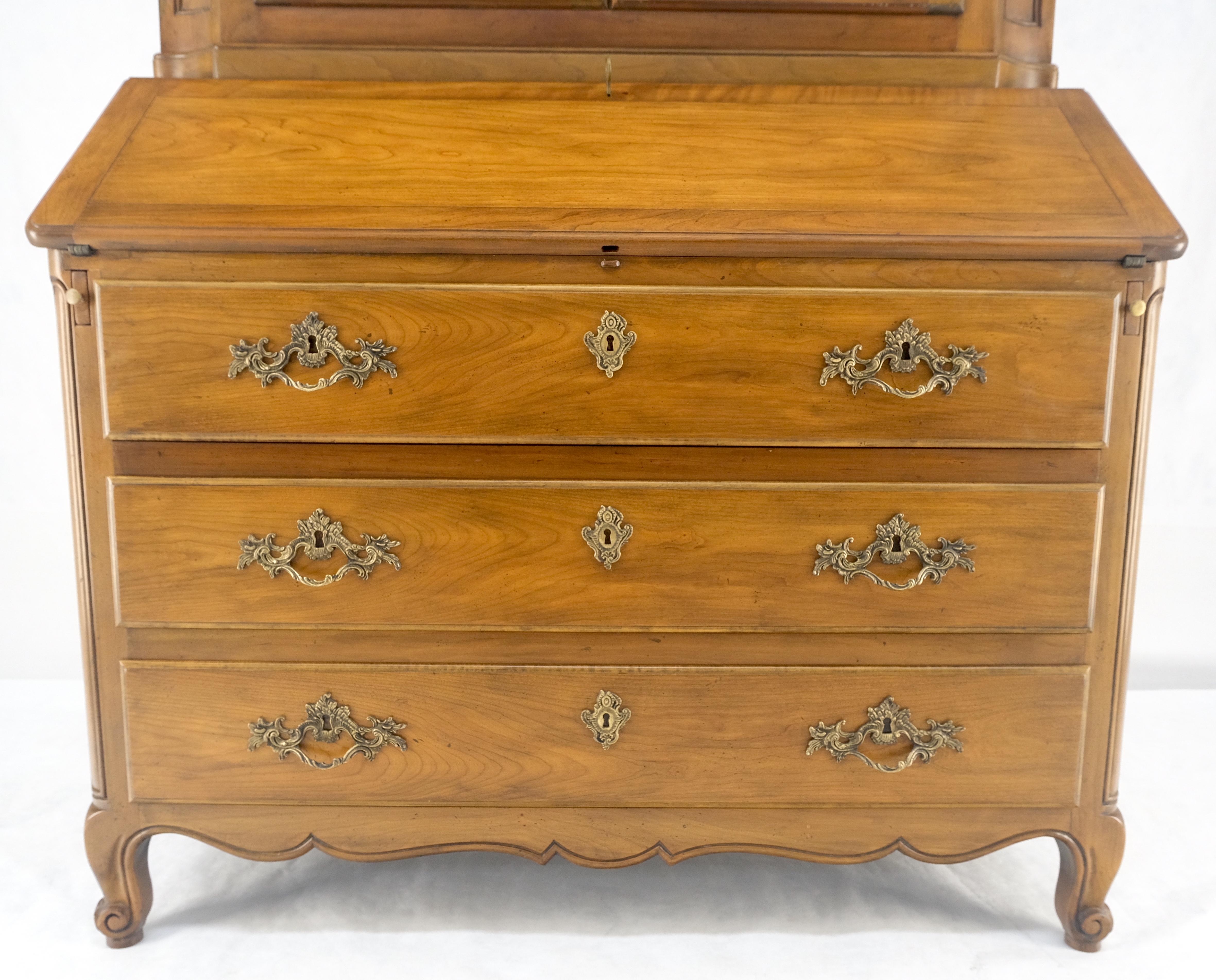Baker Solid Cherry Draped Doors Drop Front Secretary Desk Dresser Bookcase MINT! For Sale 4