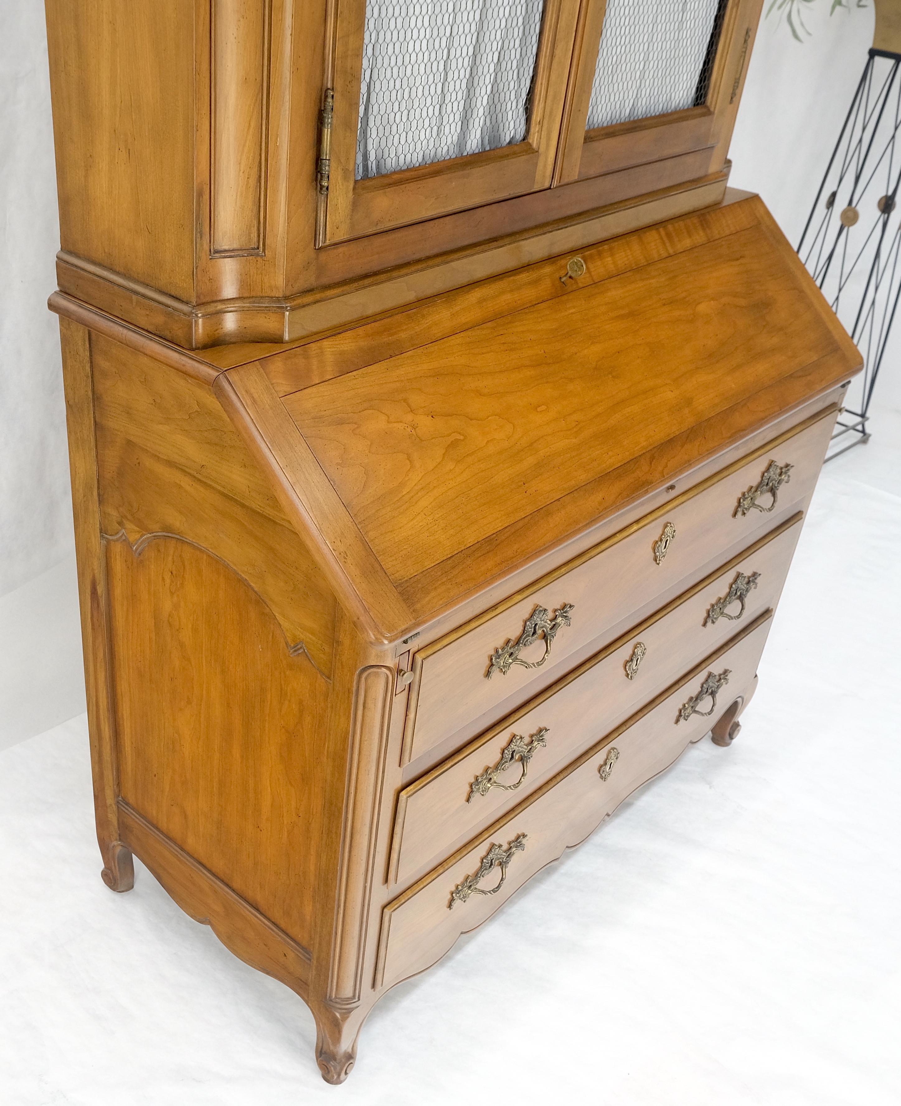 Baker Solid Cherry Draped Doors Drop Front Secretary Desk Dresser Bookcase MINT! For Sale 9