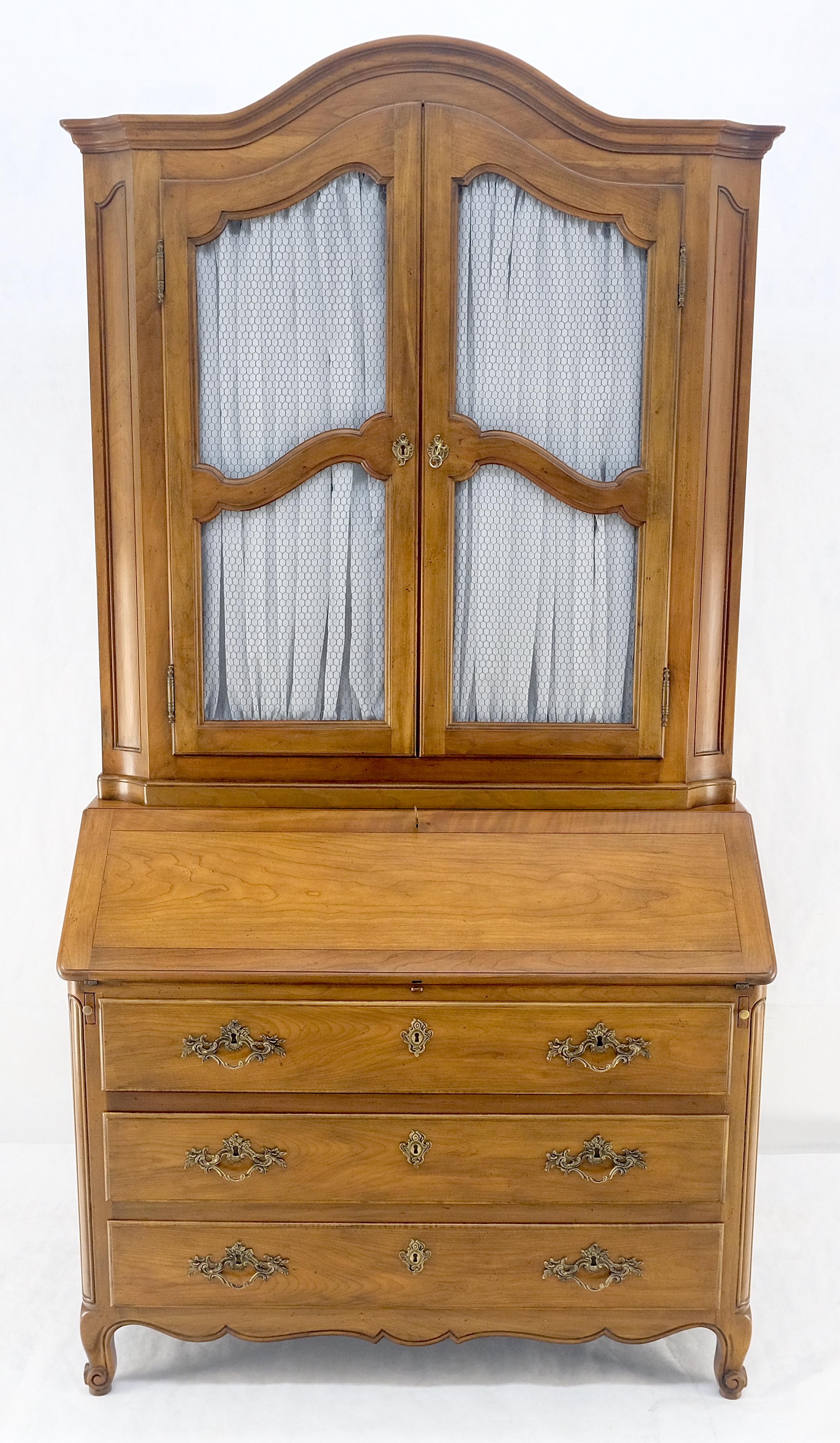 Regency Revival Baker Solid Cherry Draped Doors Drop Front Secretary Desk Dresser Bookcase MINT! For Sale