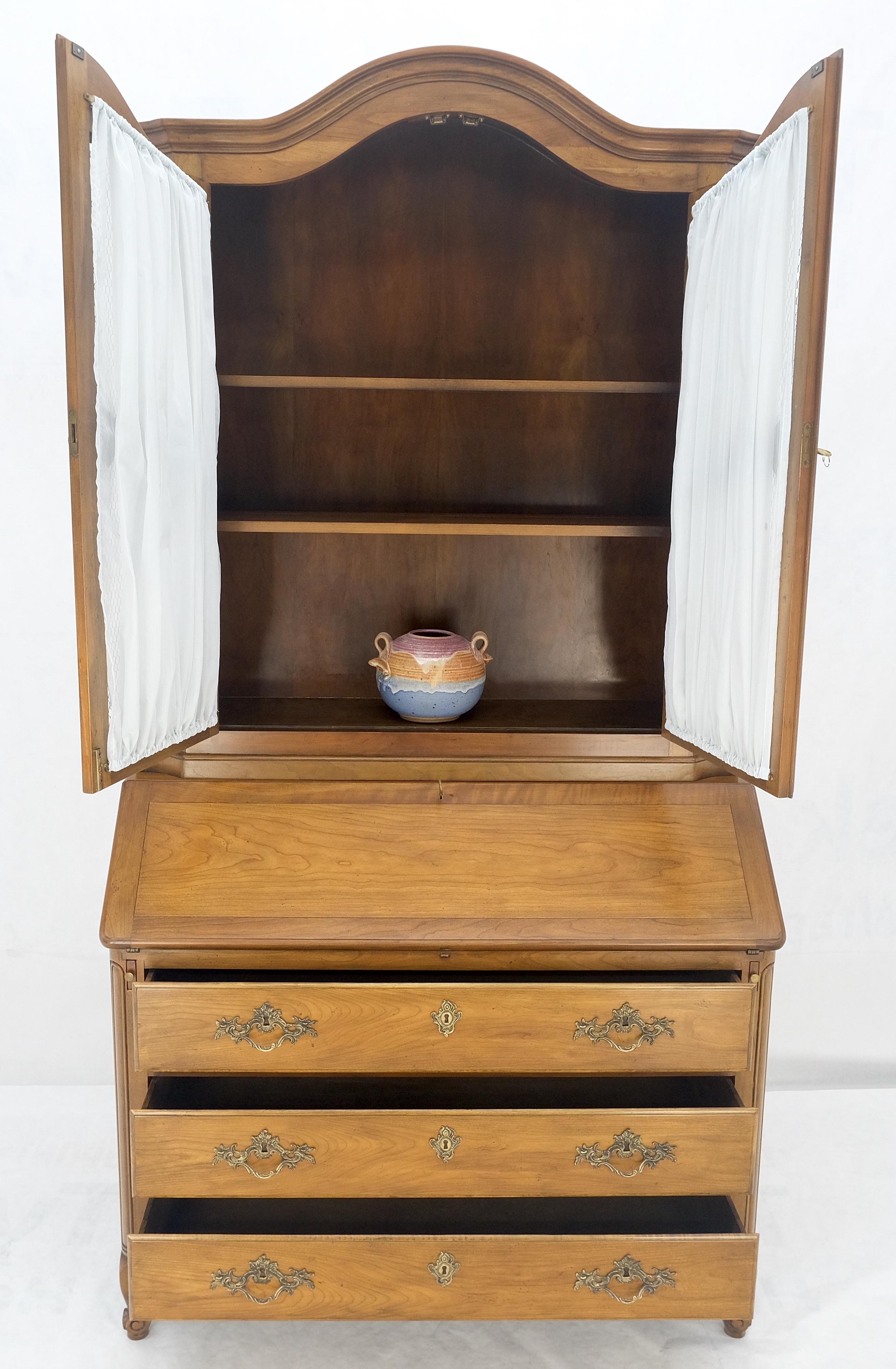 Baker Solid Cherry Draped Doors Drop Front Secretary Desk Dresser Bookcase MINT! In Excellent Condition For Sale In Rockaway, NJ