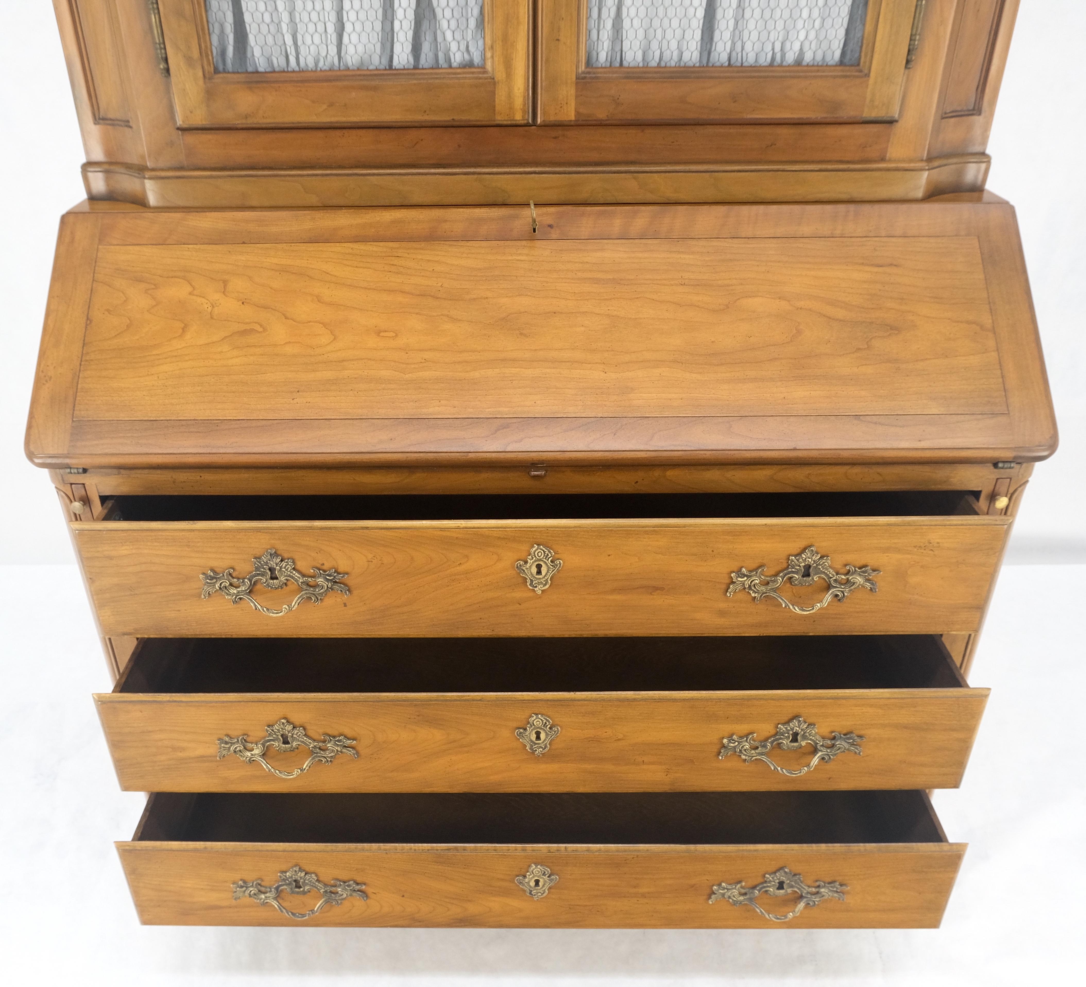 20th Century Baker Solid Cherry Draped Doors Drop Front Secretary Desk Dresser Bookcase MINT! For Sale