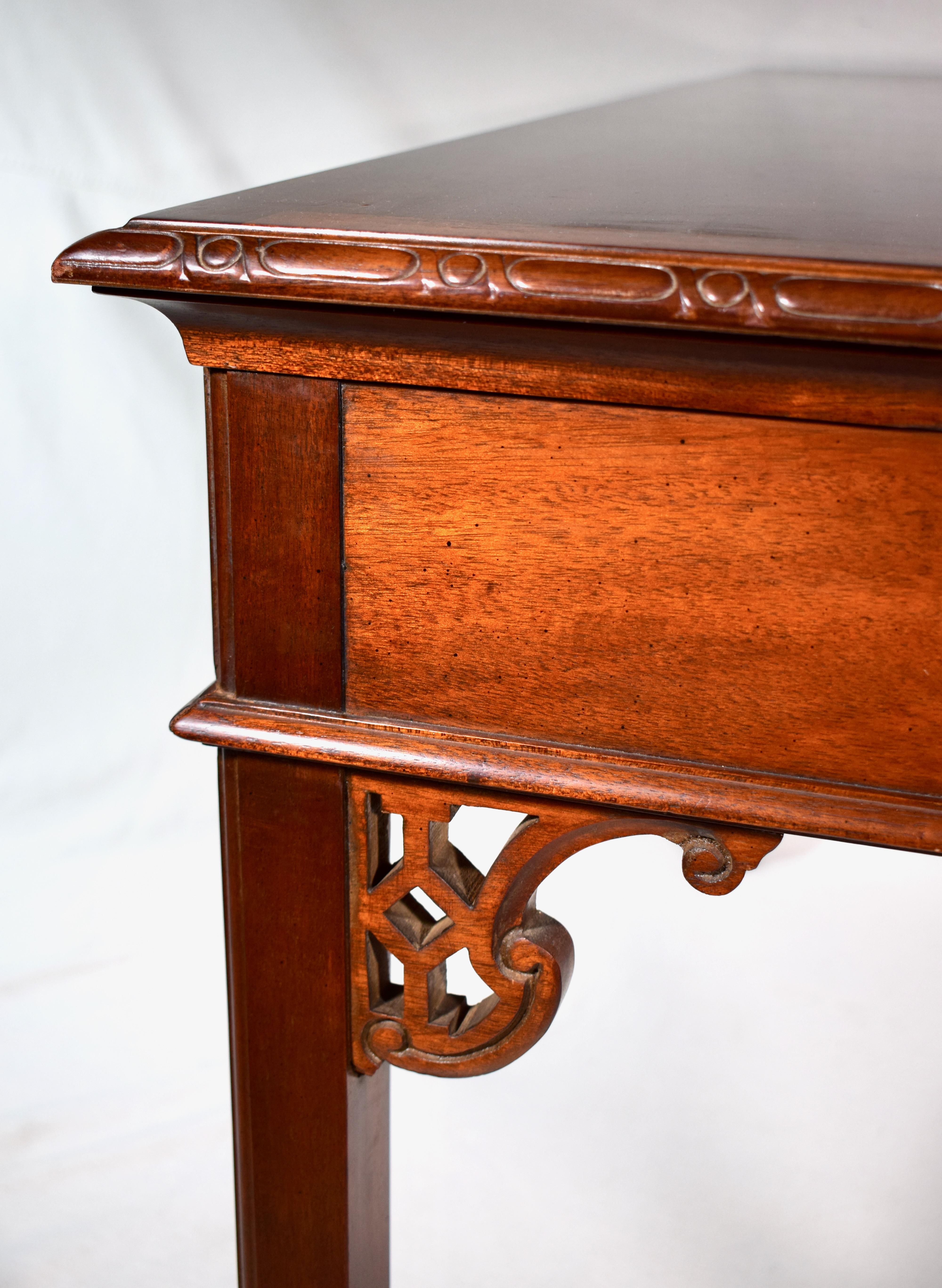 Baker Solid Mahogany Chinese Chippendale Writing Desk Table 3