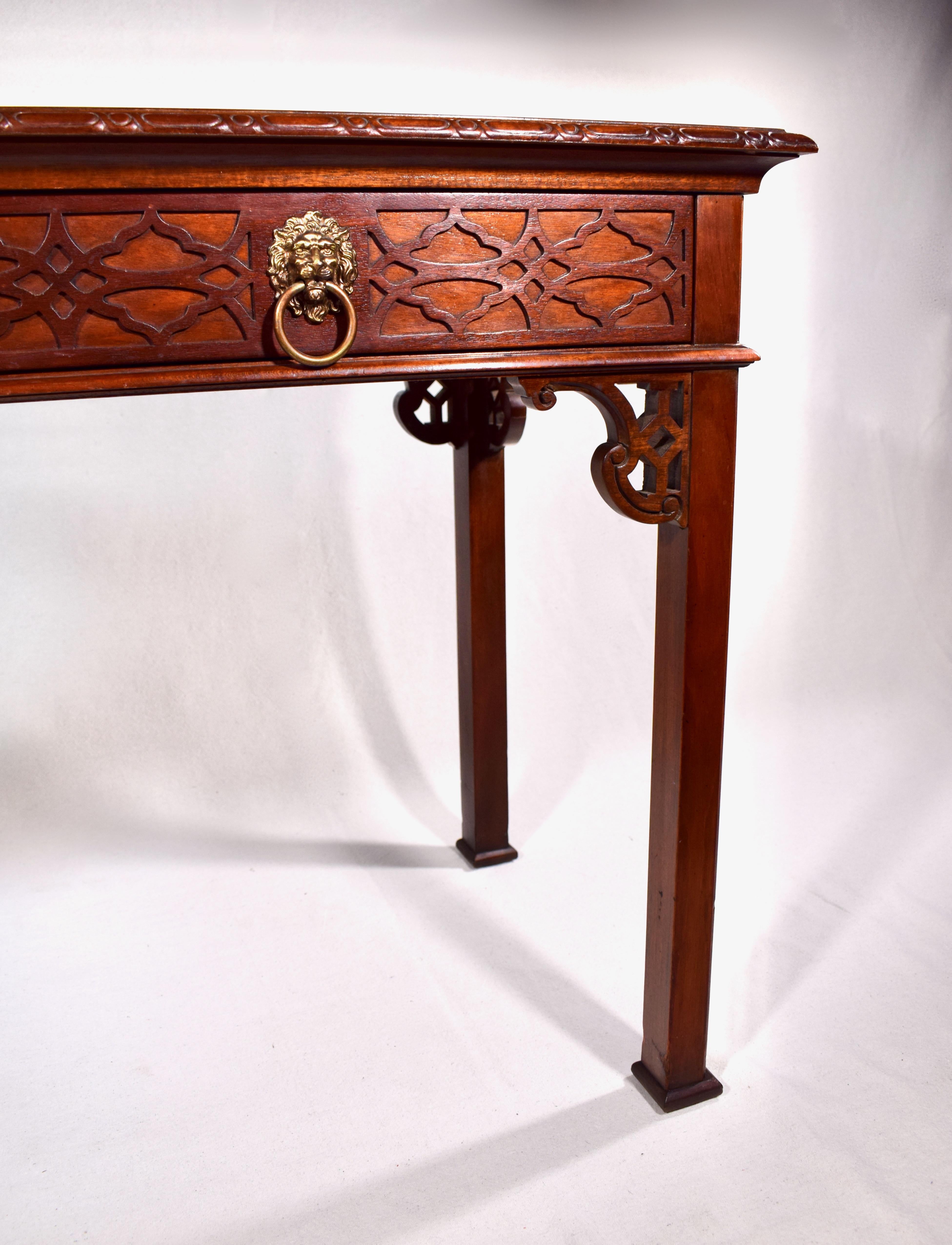 Baker Solid Mahogany Chinese Chippendale Writing Desk Table 4
