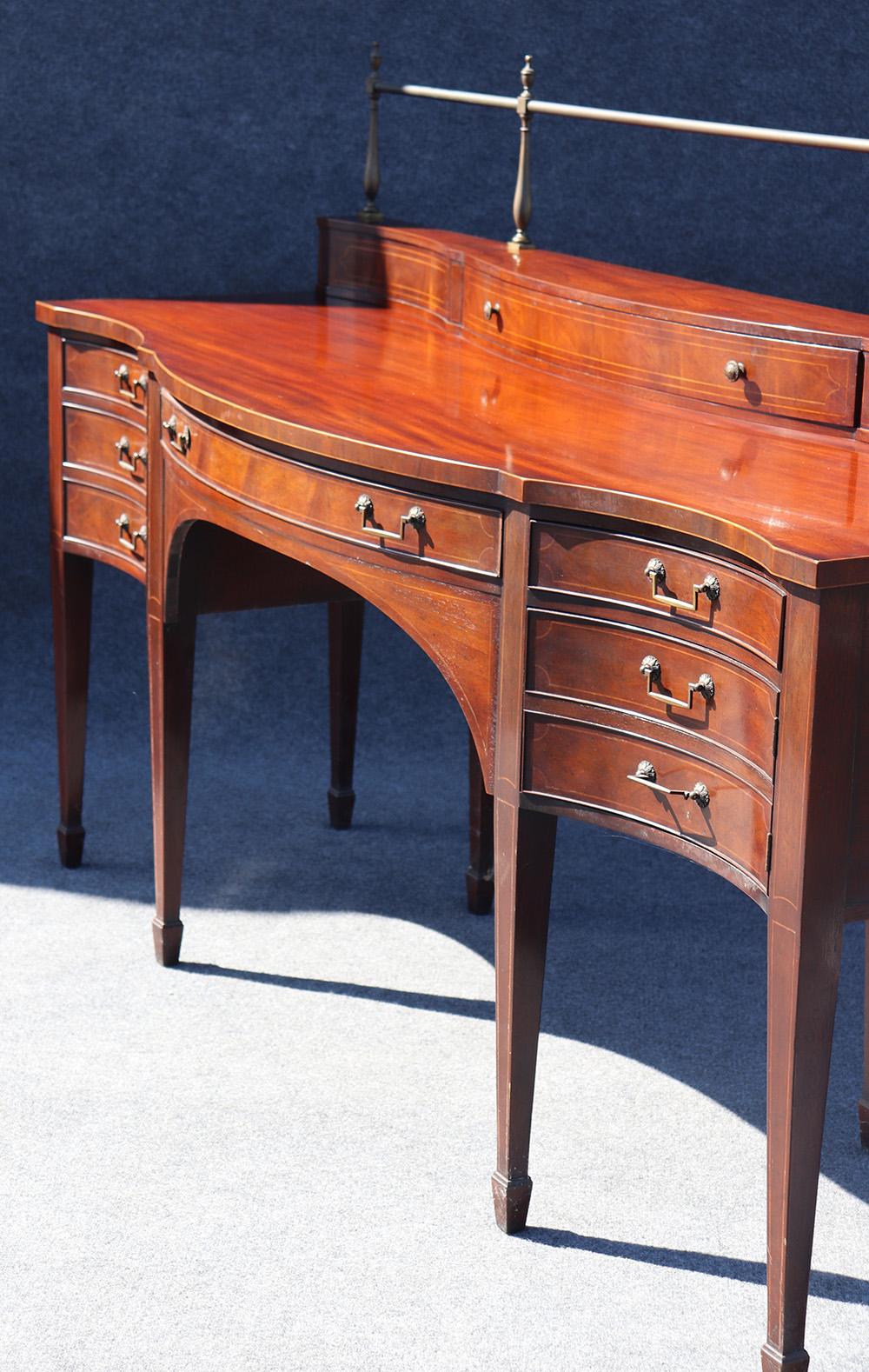 North American Baker Solid Mahogany Sheraton Style Sideboard with Brass Gallery
