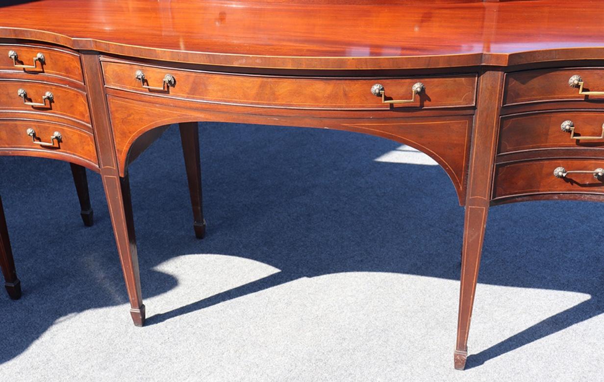 Baker Solid Mahogany Sheraton Style Sideboard with Brass Gallery 3