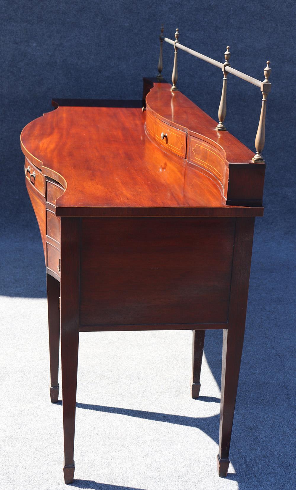 Baker Solid Mahogany Sheraton Style Sideboard with Brass Gallery 4