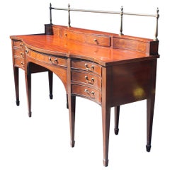 Baker Solid Mahogany Sheraton Style Sideboard with Brass Gallery