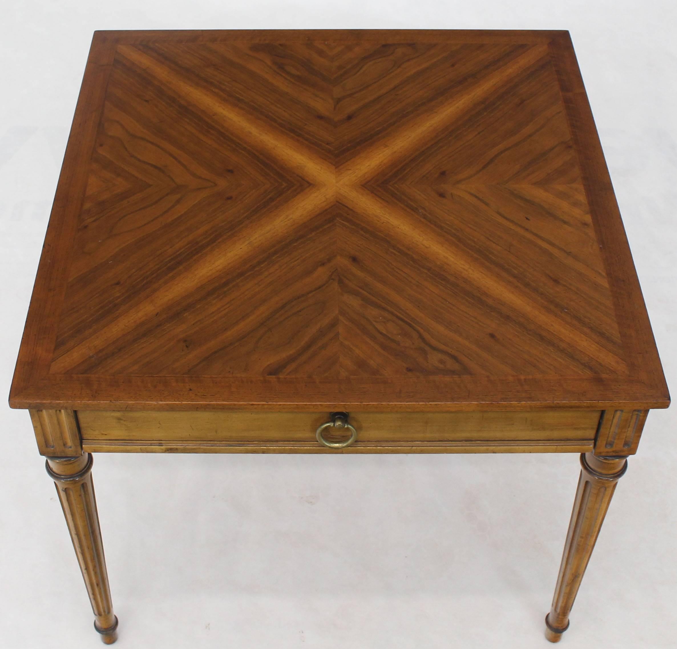 Square exotic wood top lamp side end table.