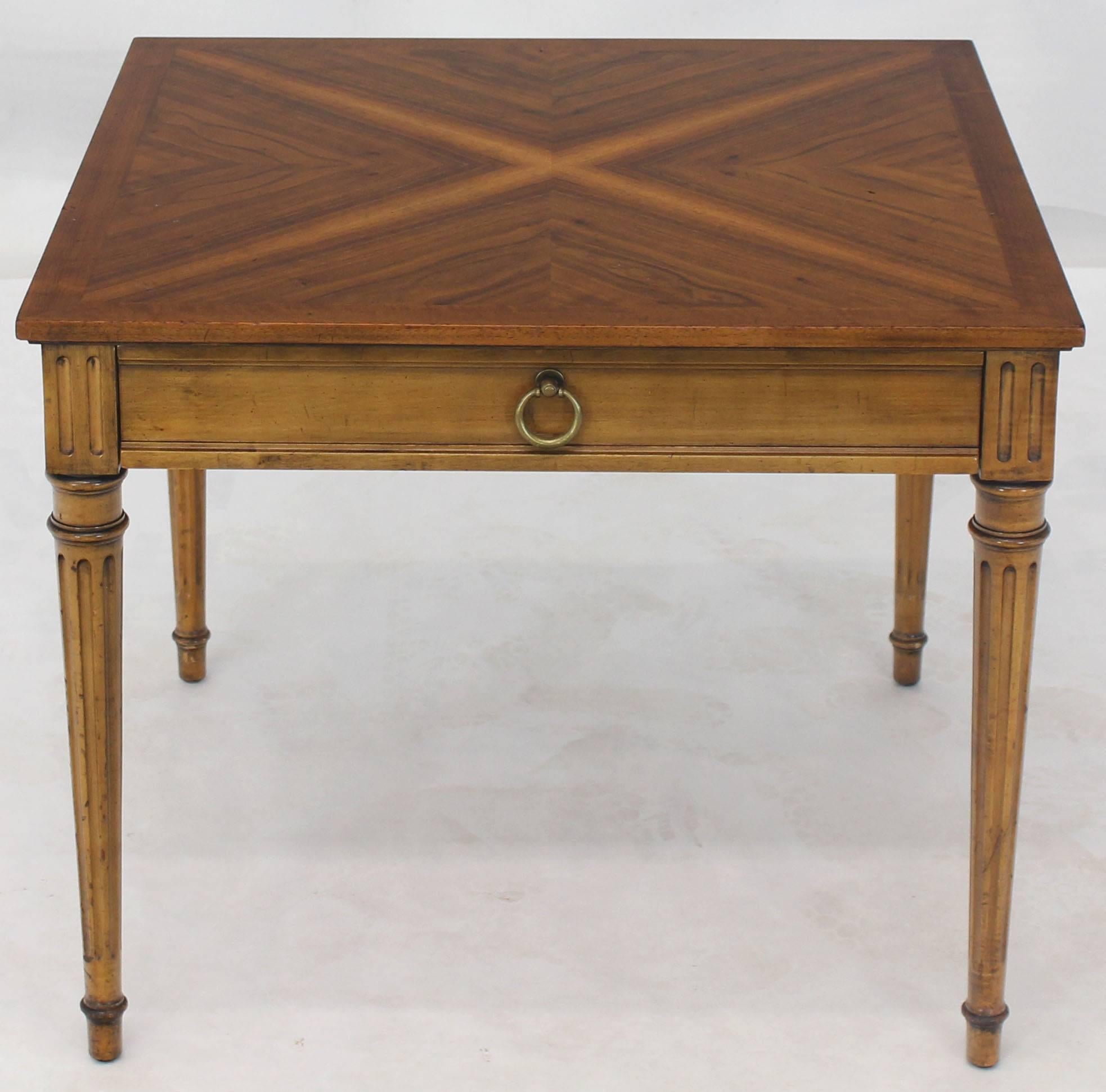 Mid-Century Modern Baker Square Satinwood Side Lamp Table