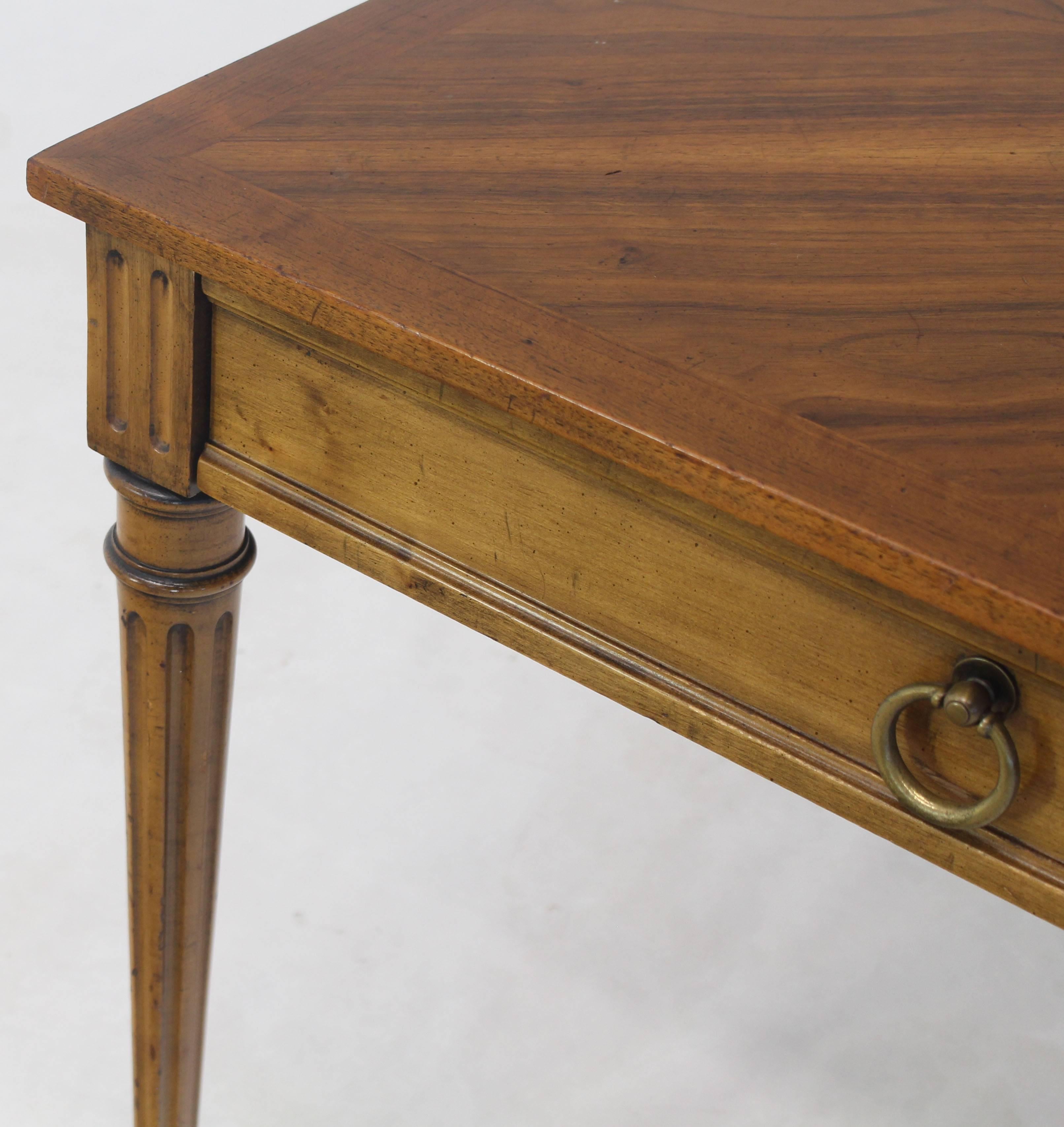 Baker Square Satinwood Side Lamp Table In Good Condition In Rockaway, NJ