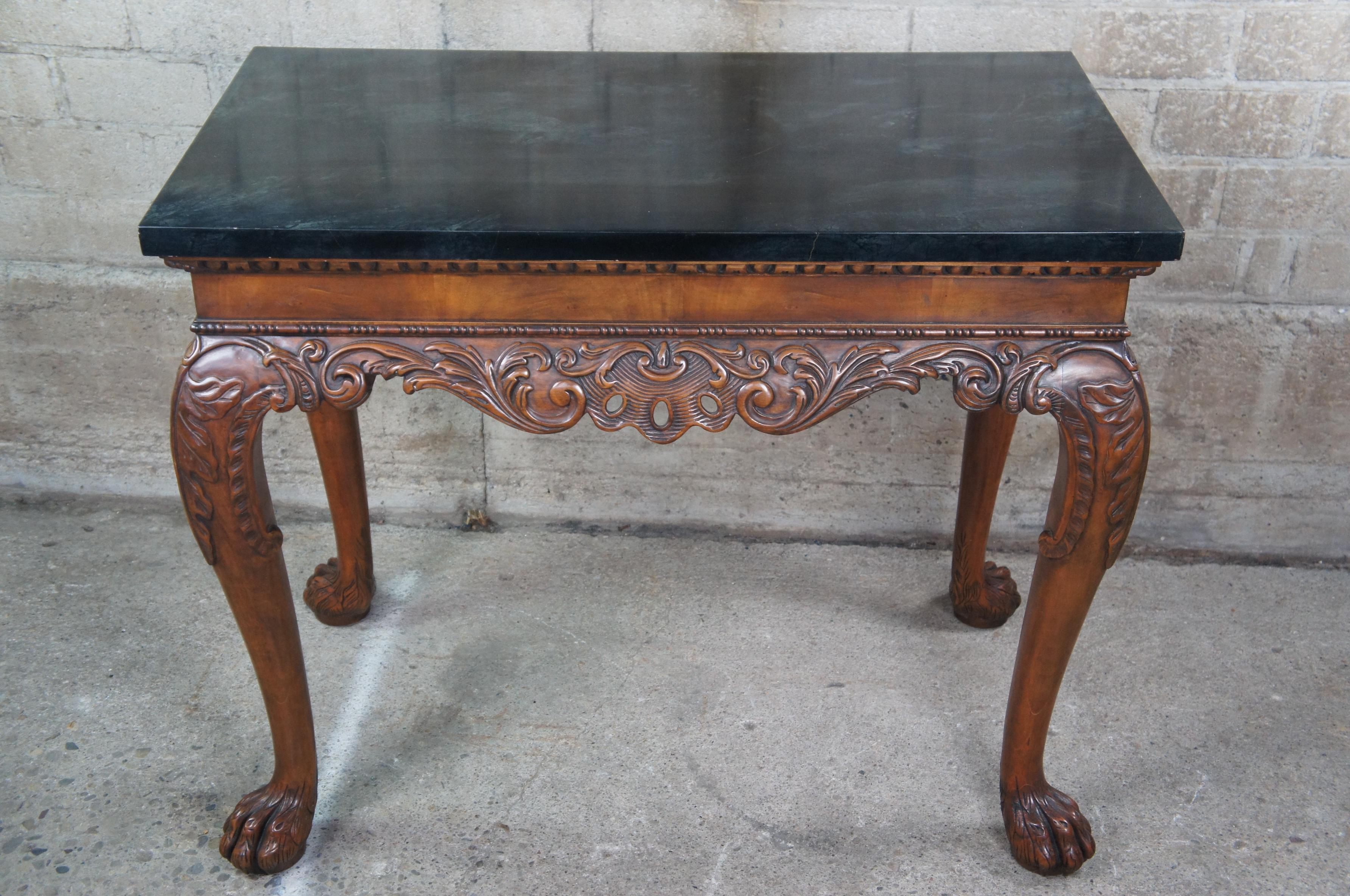 Baker Stately Home Chippendale Mahogany Faux Marble Console Server Dry Bar Table For Sale 5
