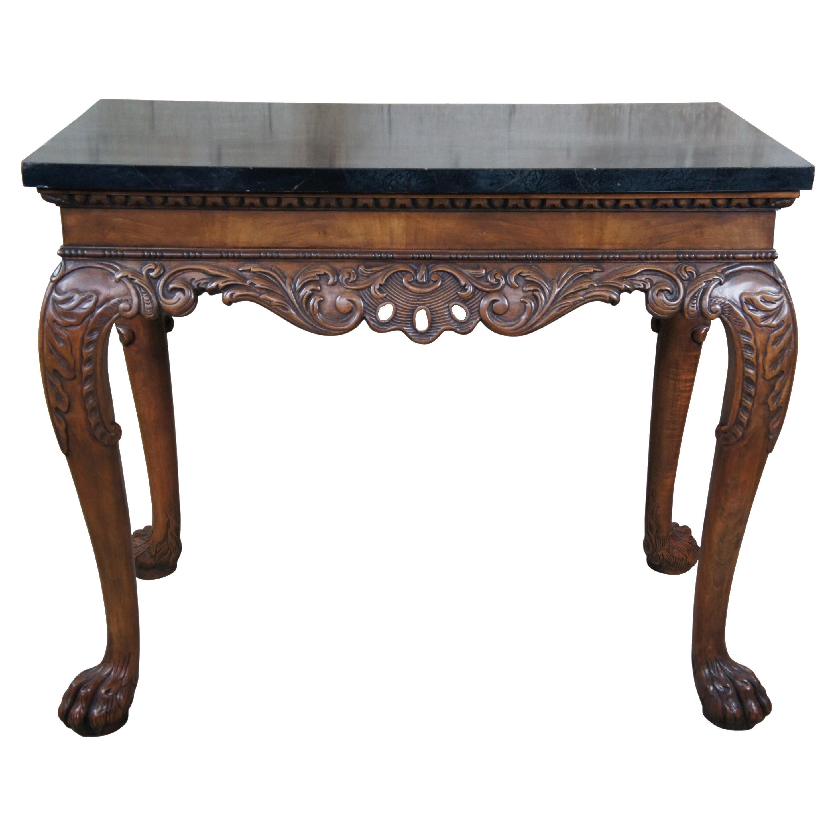 Baker Stately Home Chippendale Mahogany Faux Marble Console Server Dry Bar Table
