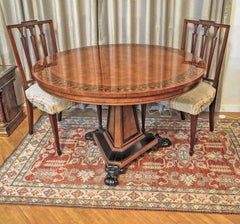 Baker Stately Homes Burled Ash and Ebony Inlaid Regency Center Breakfast Table