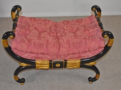 Baker Stately Homes Collection Neoclassical Ebonized and Gold Bench