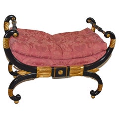Vintage Baker Stately Homes Collection Neoclassical Ebonized and Gold Bench