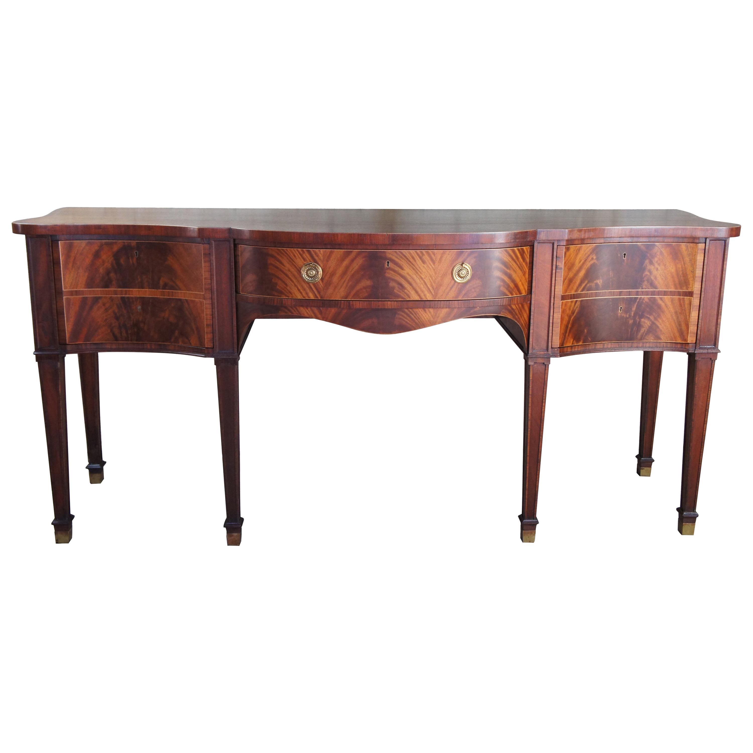 Baker Stately Homes Flamed Mahogany Sideboard Serpentine Buffet Sheraton Style