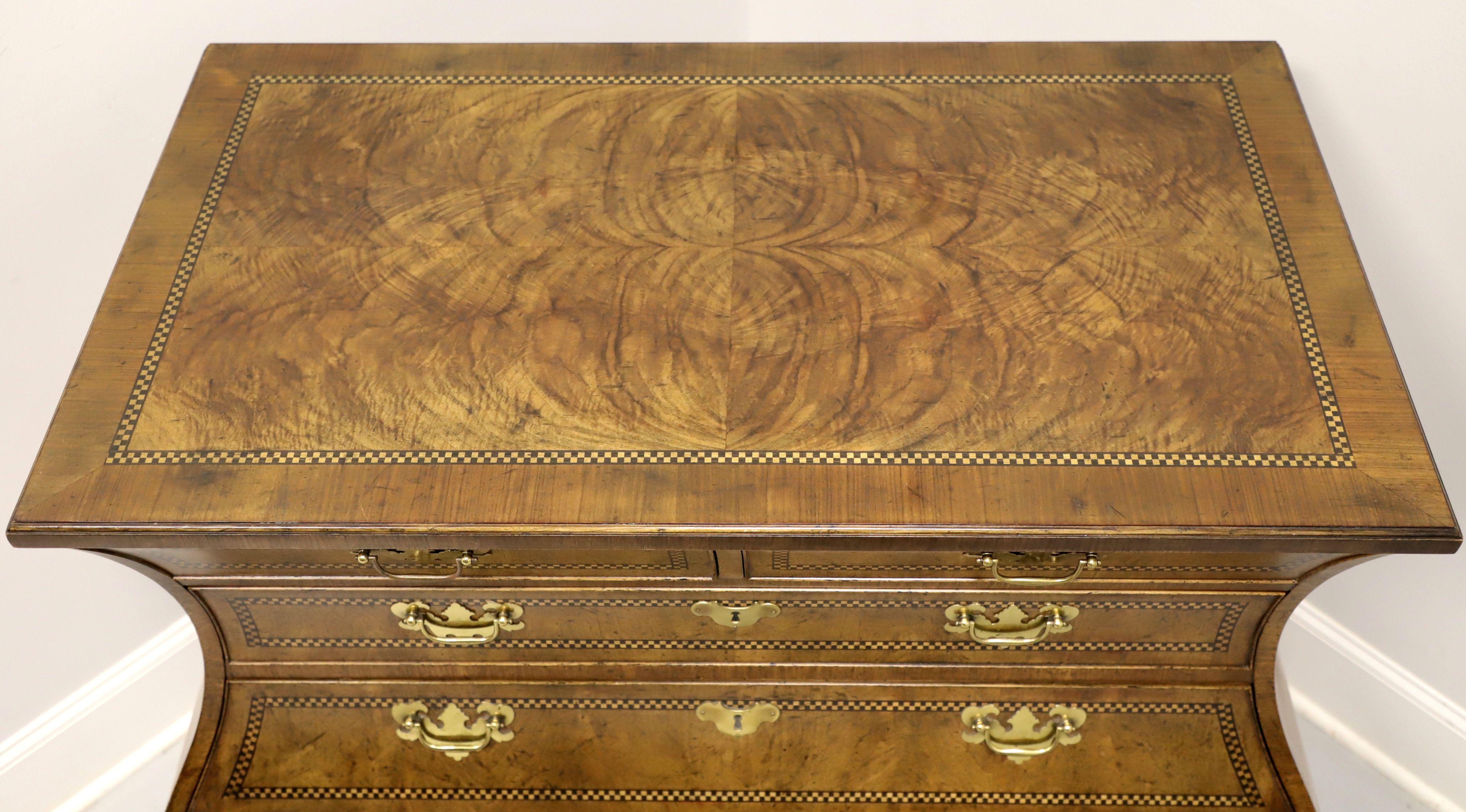 BAKER Stately Homes George II Inlaid Walnut Bombe Commode Chest For Sale 1