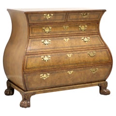 BAKER Stately Homes George II Inlaid Walnut Bombe Commode Chest