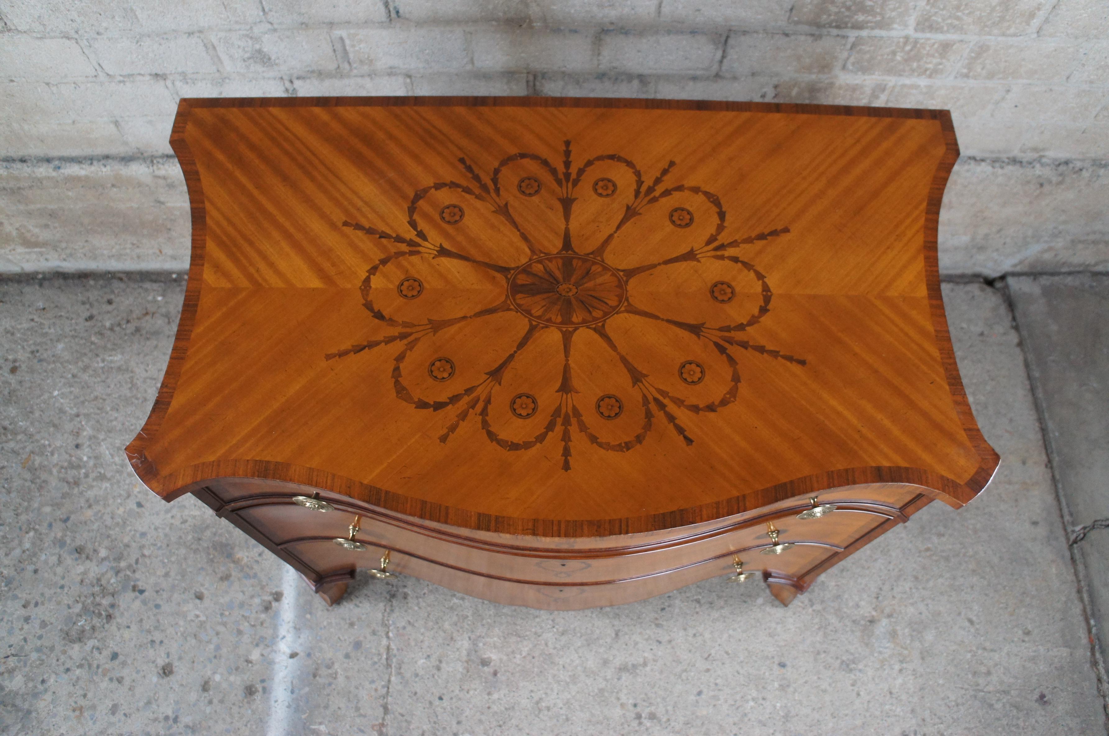 20th Century Baker Stately Homes George III Satinwood & Mahogany Serpentine Chest Dresser