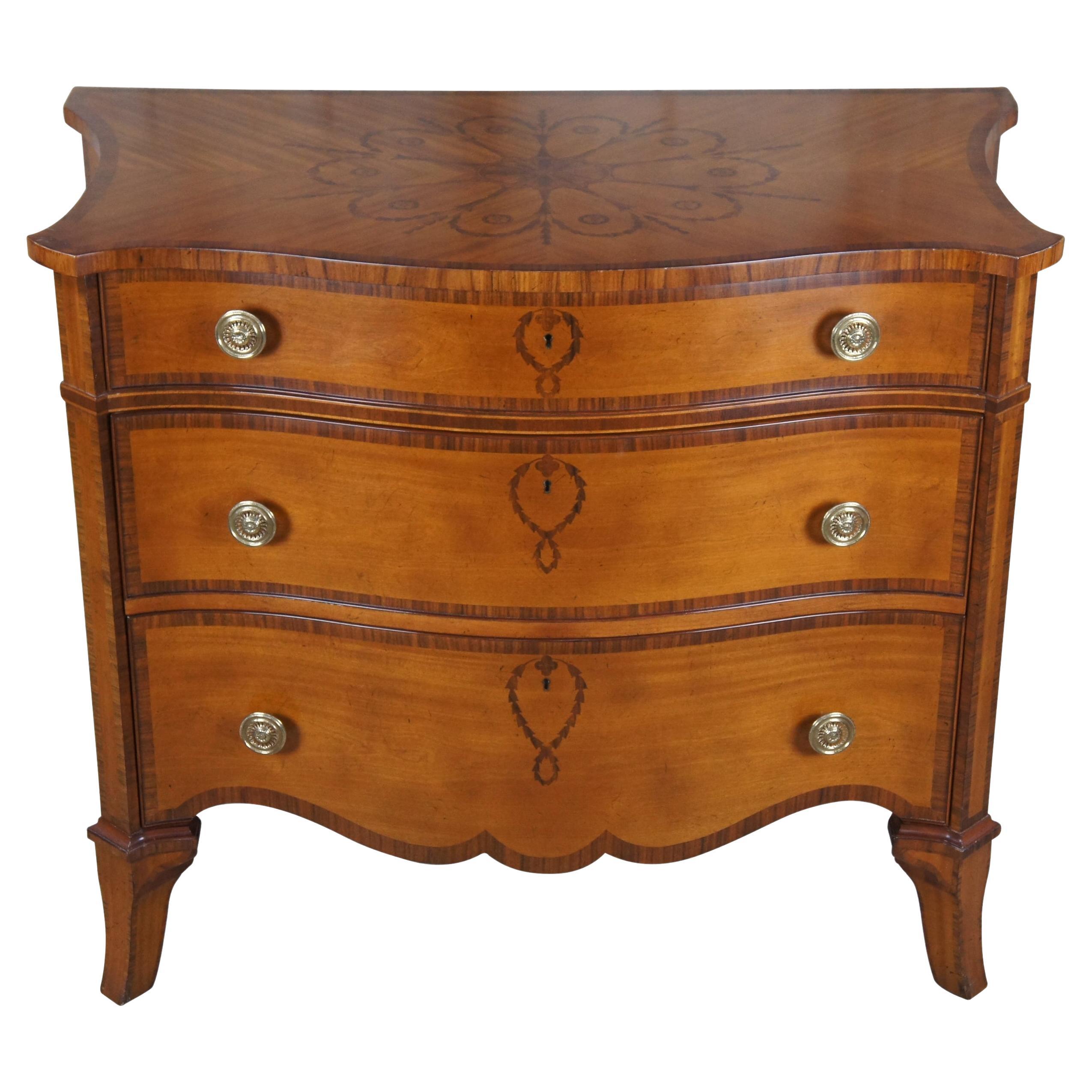 Baker Stately Homes George III Satinwood & Mahogany Serpentine Chest Dresser For Sale