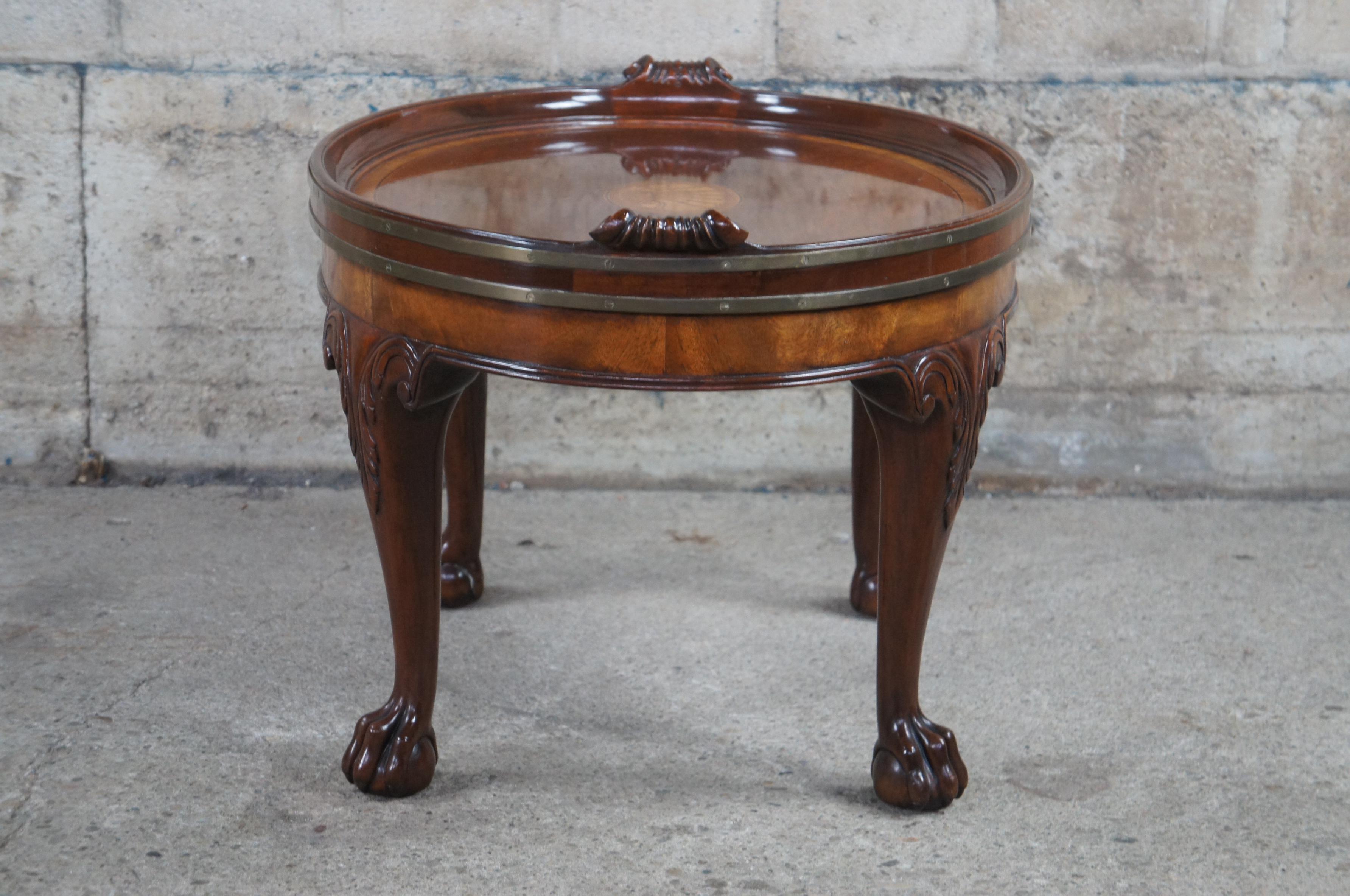 Baker Stately Homes Georgian Mahogany Ball & Claw Oval Coffee Cocktail Table 32